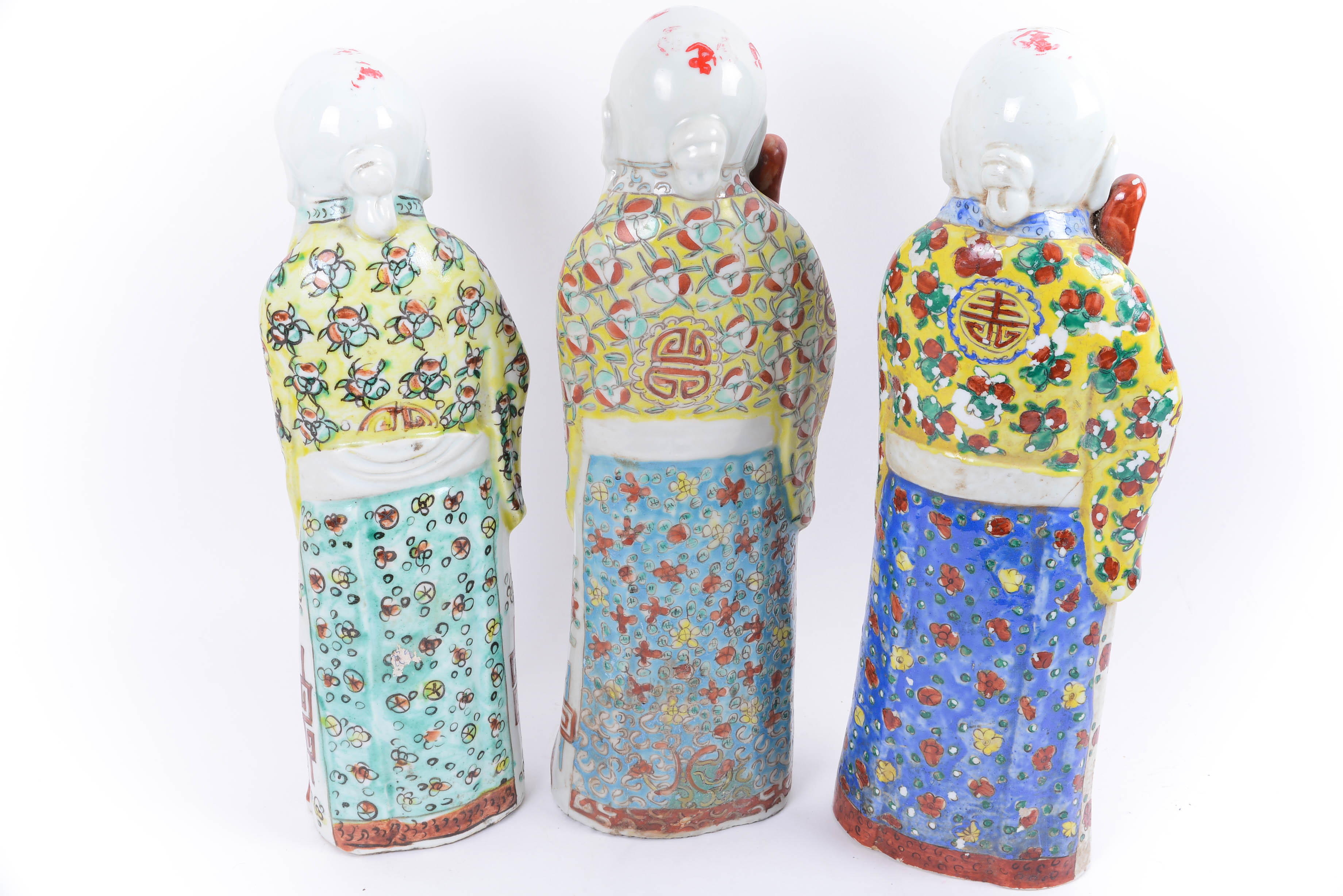 Antique Set of Chinese Porcelain God of Longevity Figurines