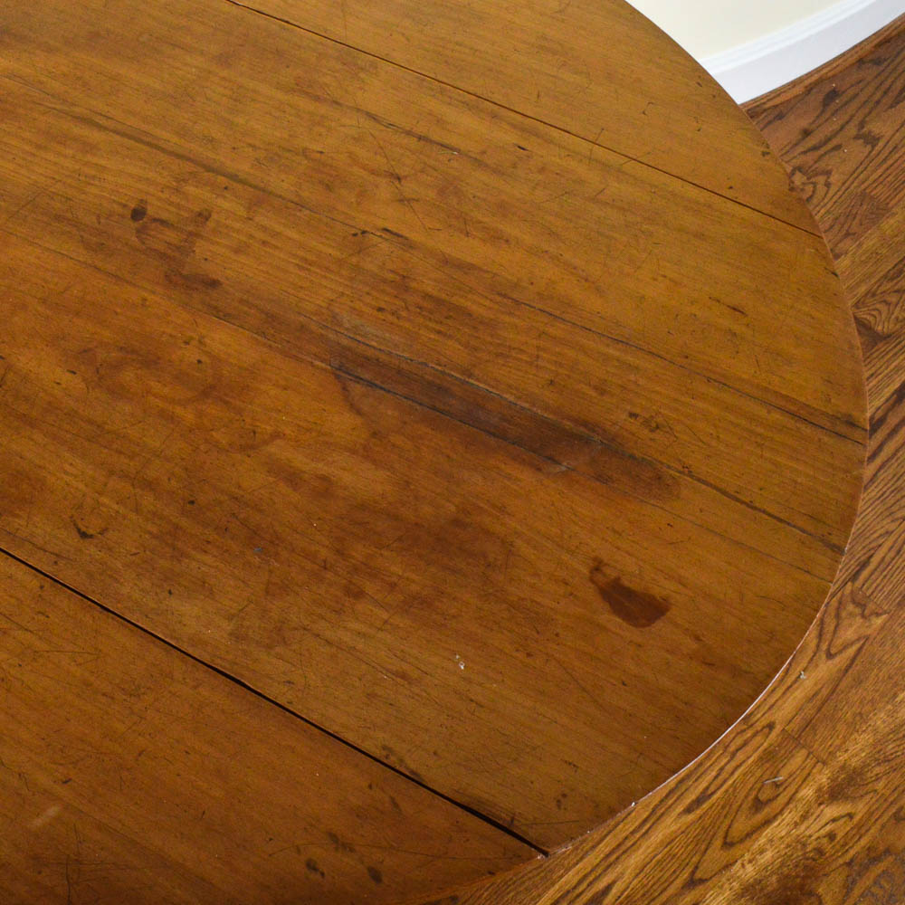 Antique French Drop Leaf Pedestal Side Table