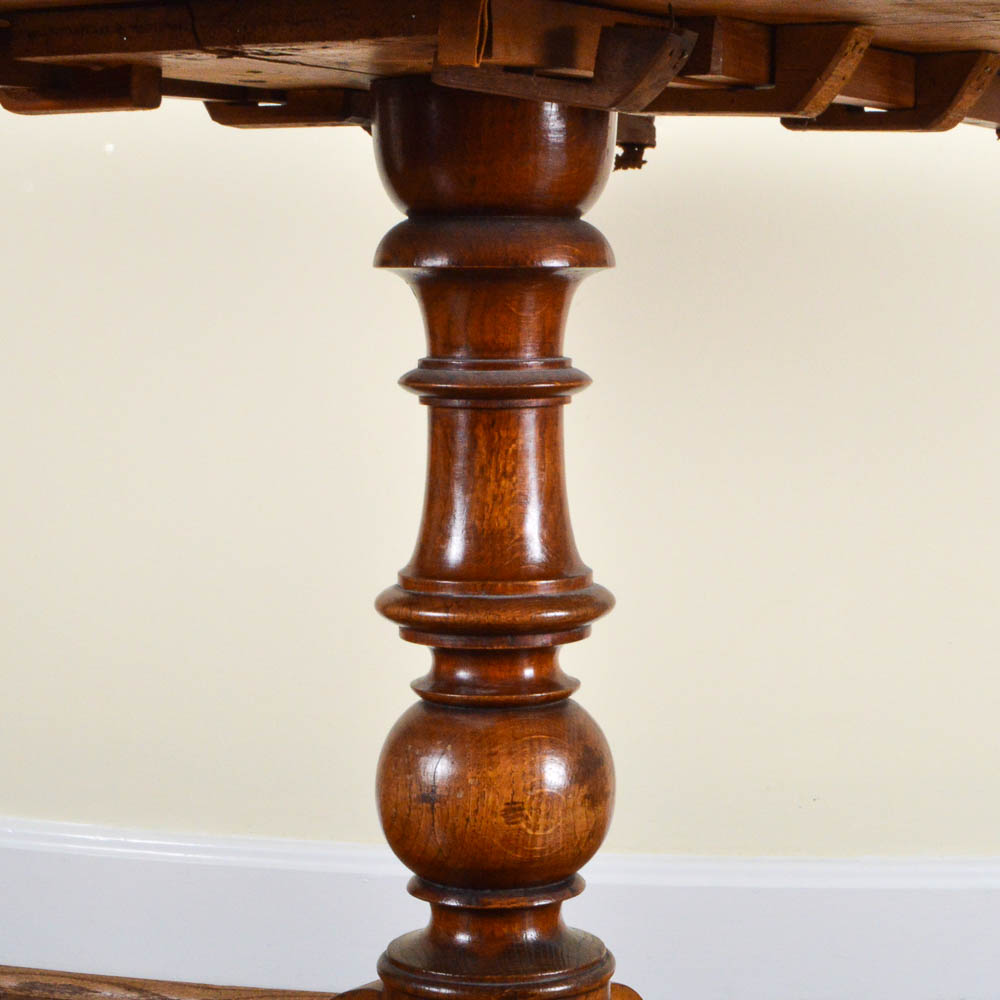 Antique French Drop Leaf Pedestal Side Table