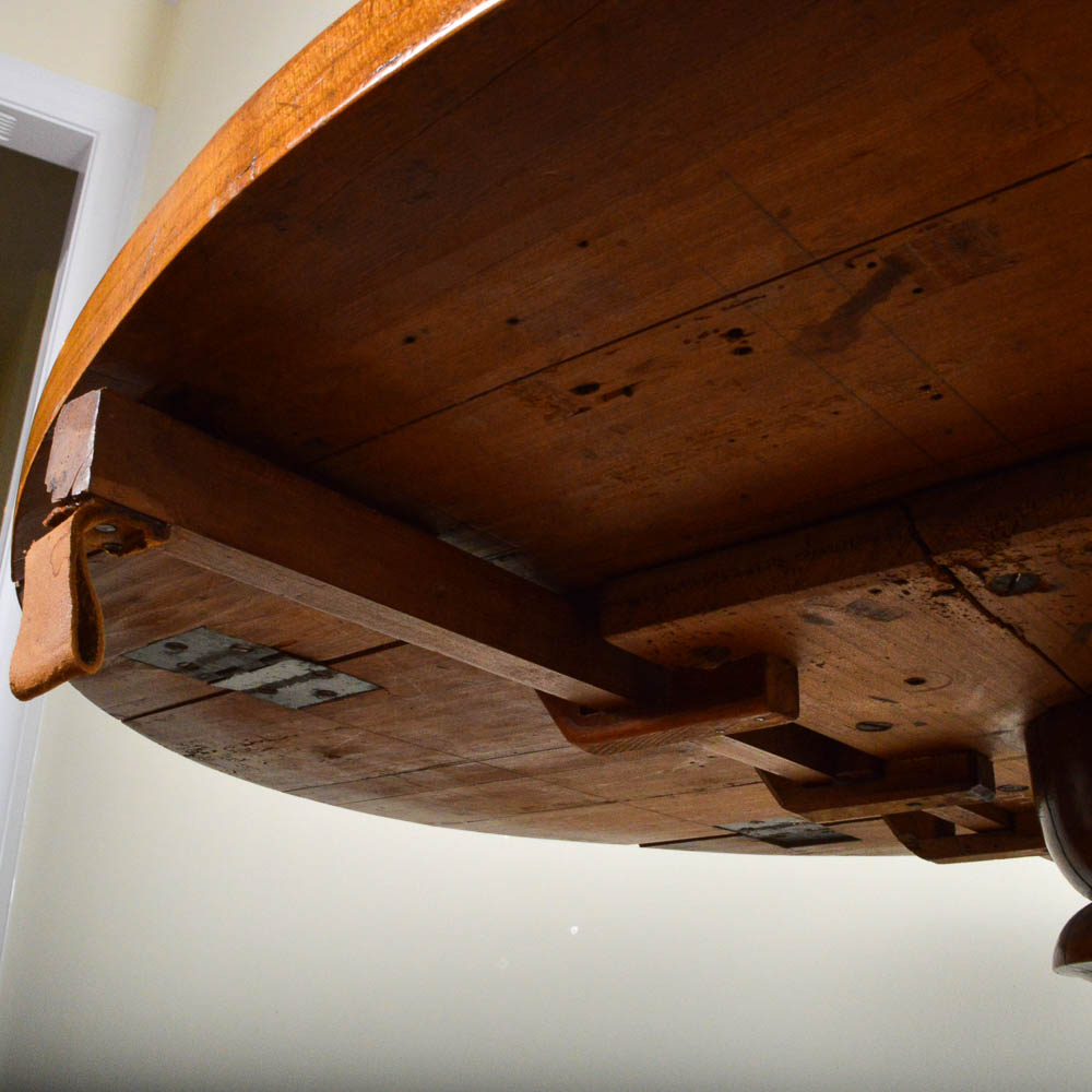 Antique French Drop Leaf Pedestal Side Table