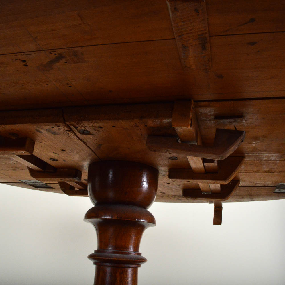 Antique French Drop Leaf Pedestal Side Table