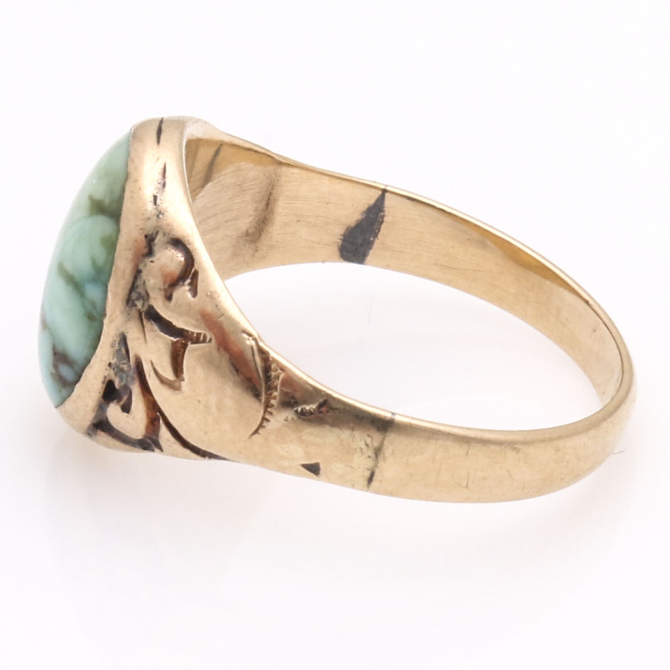 10K Yellow Gold Turquoise Ring
