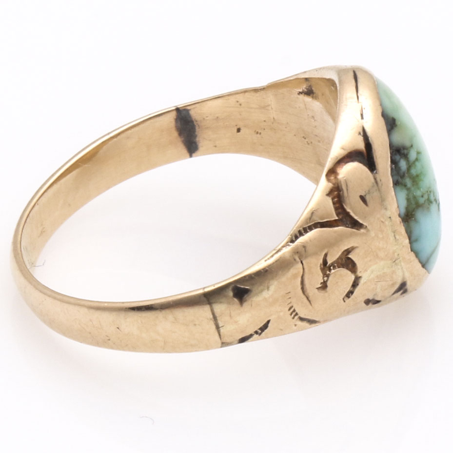 10K Yellow Gold Turquoise Ring