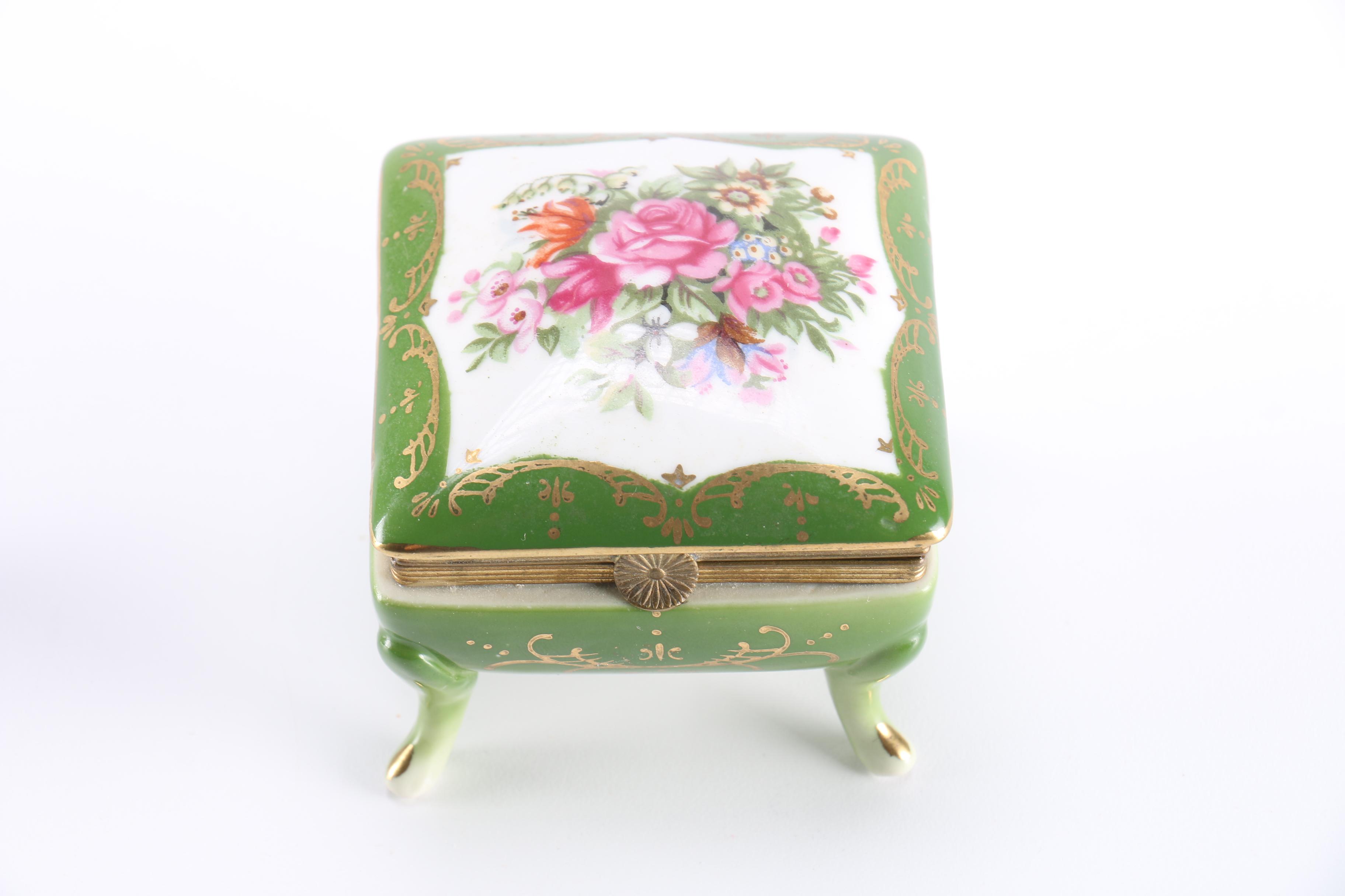 Brighton and Linden Travel Clocks with Porcelain Trinket Box
