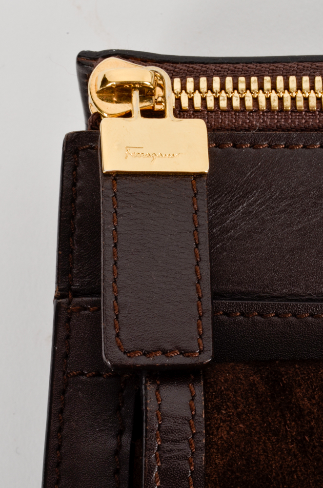 Brown Suede Ferragamo Handbag