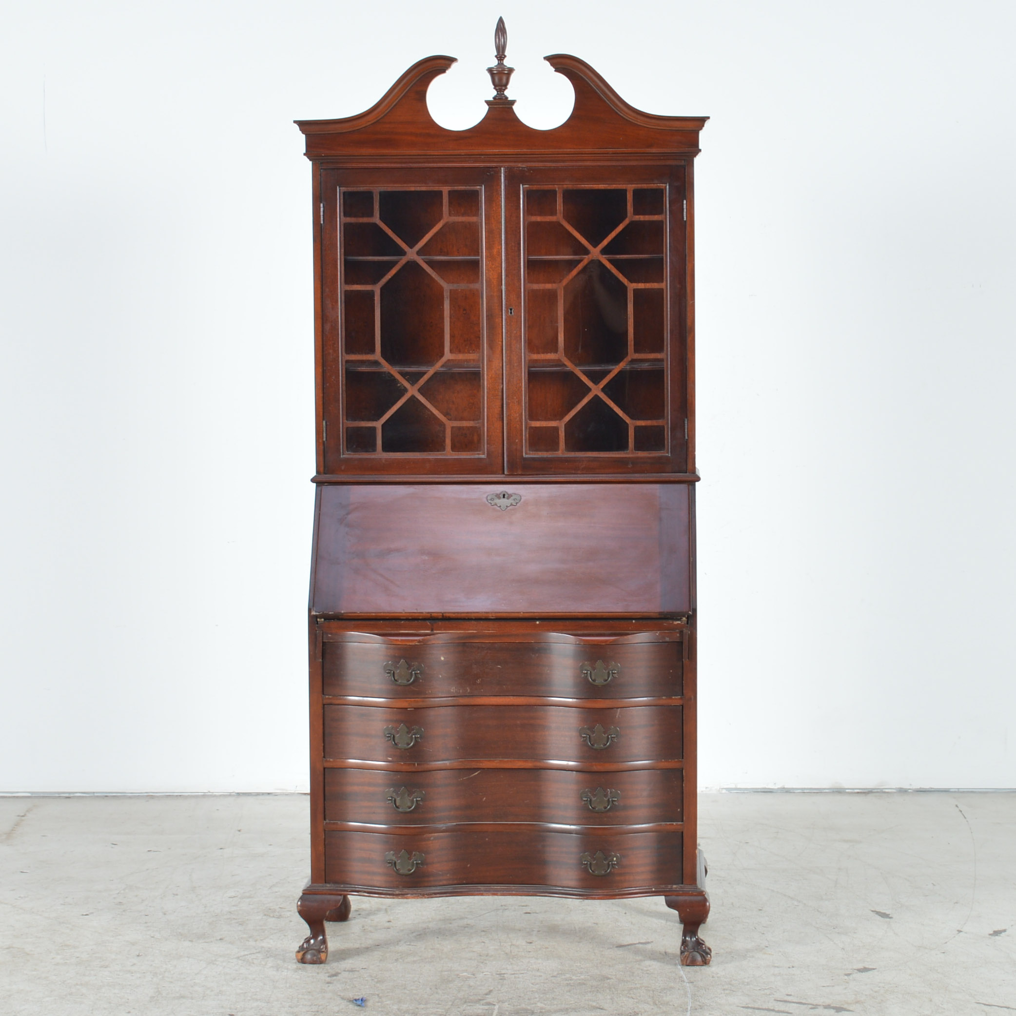 Vintage Chippendale Style Secretary Bookcase by Maddox