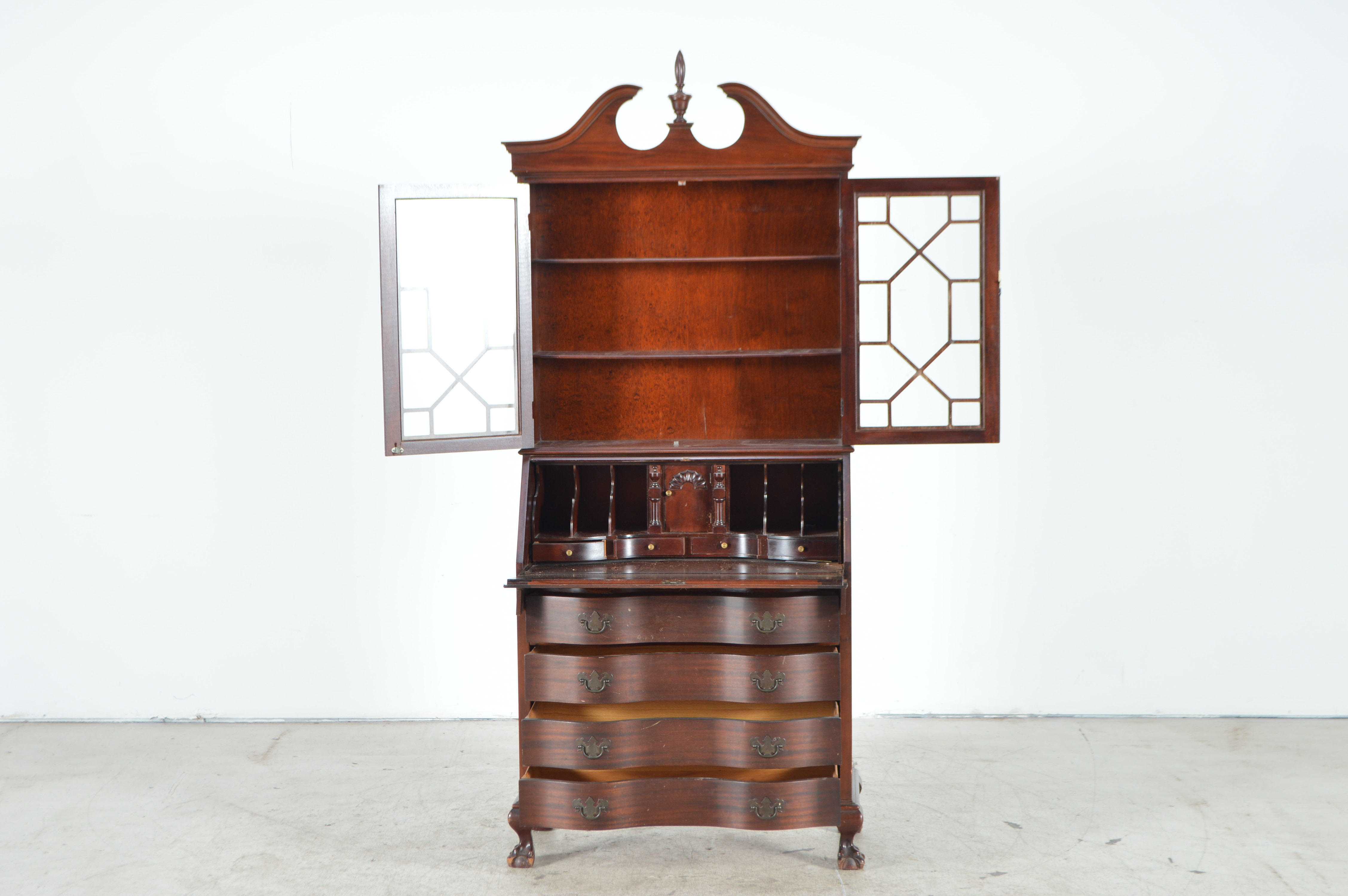 Vintage Chippendale Style Secretary Bookcase by Maddox