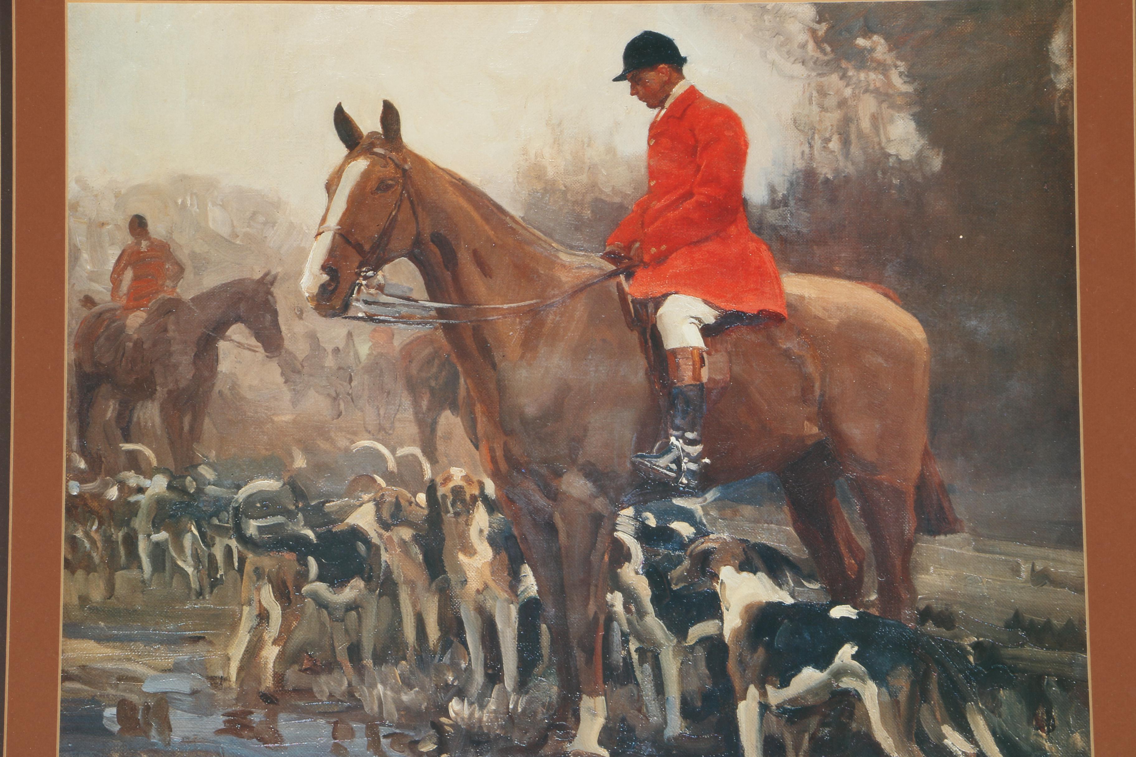 After Sir Alfred J. Munnings Offset Lithograph "Huntsman and Hounds at the Meet"