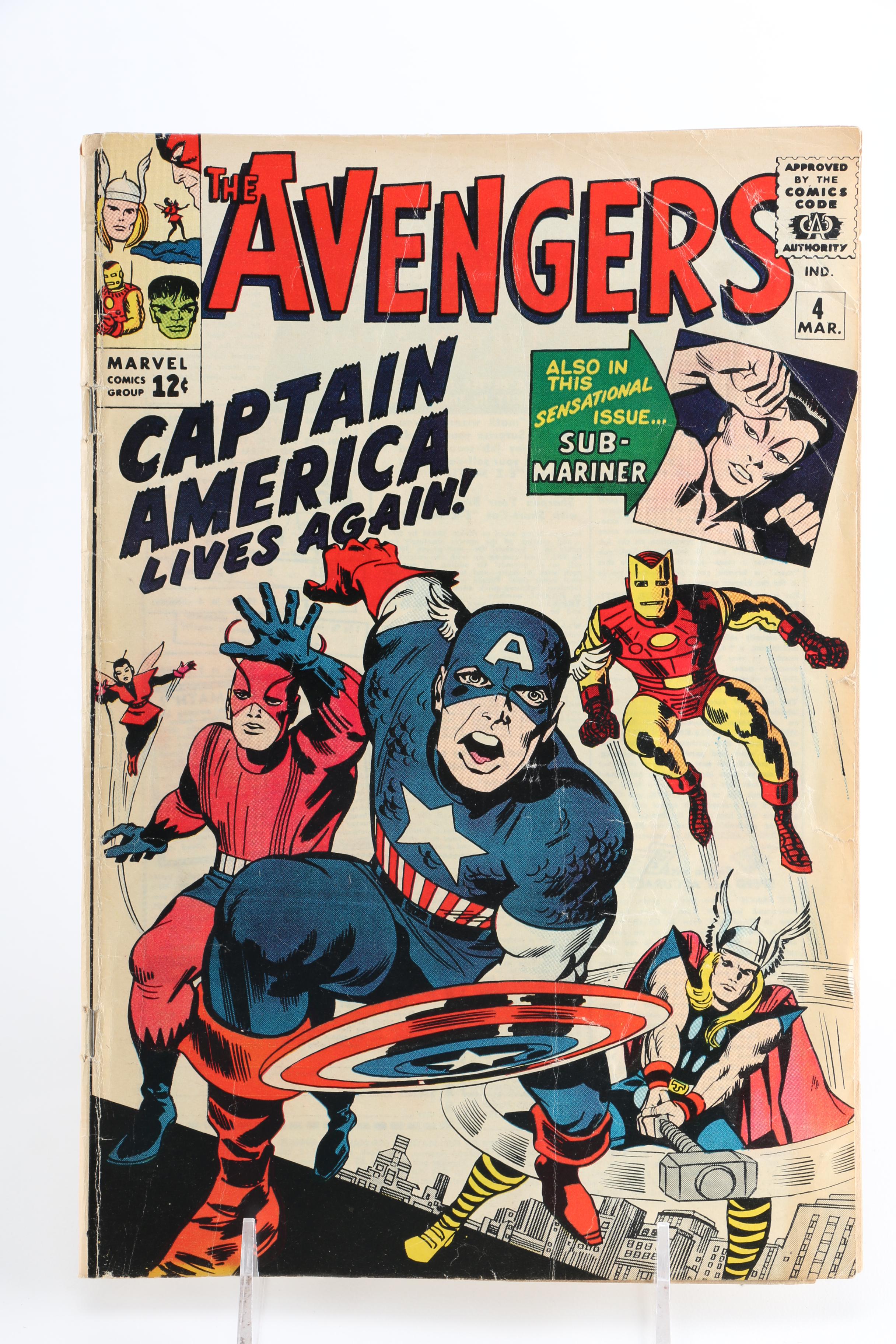 1964 "The Avengers" Issue #4 With Formal Reintroduction of Captain America