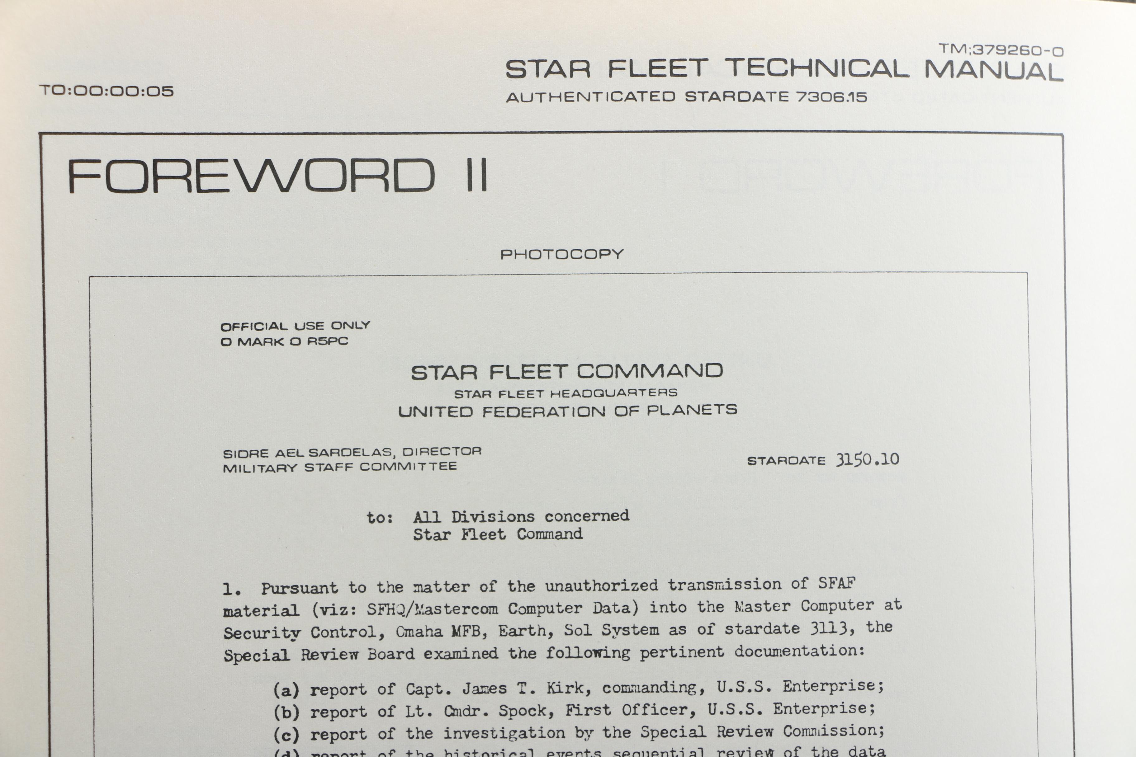 1975 Star Trek "Star Fleet Technical Manual"