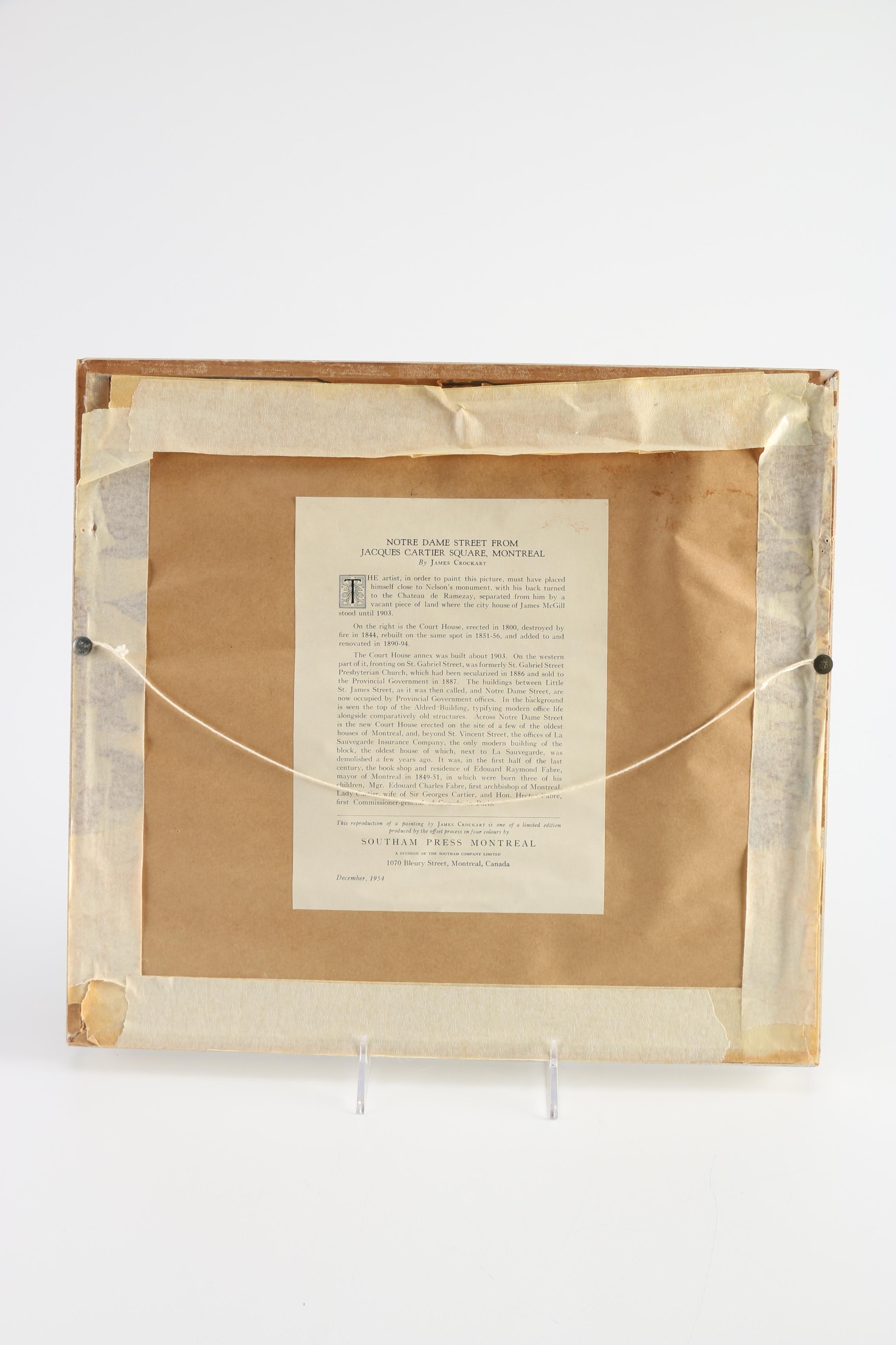 After James Crockart Offset Lithograph of Notre Dame Street