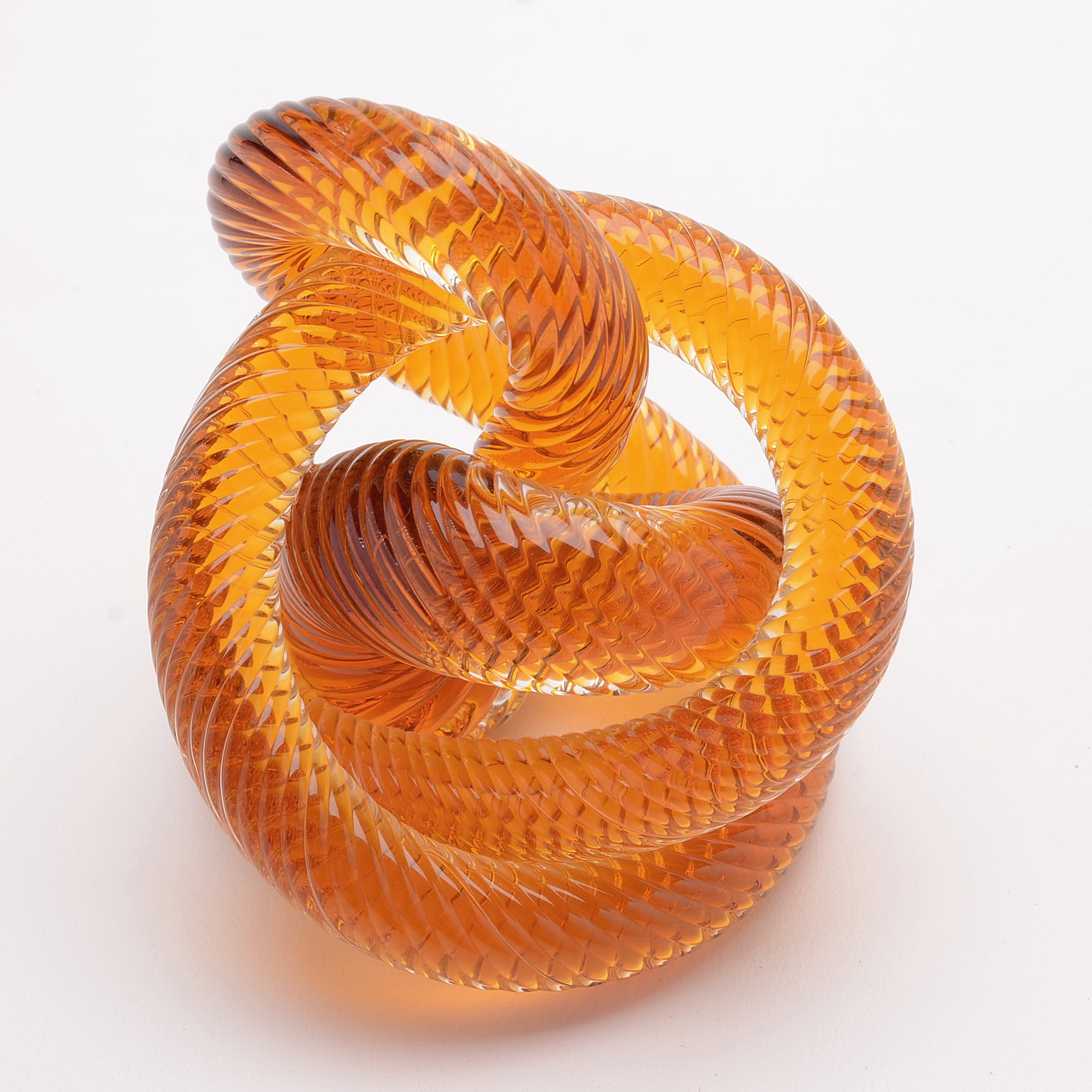 Fusion Z Amber Art Glass Knot Paperweight