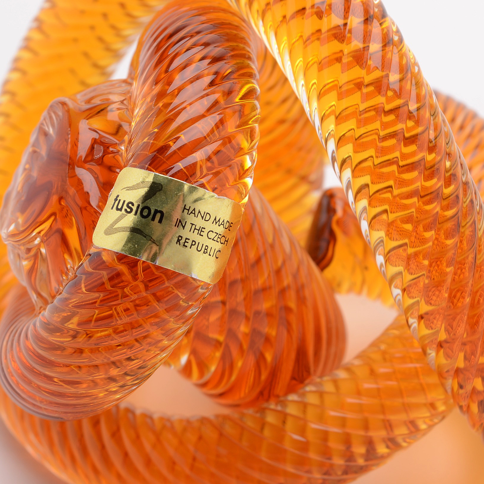 Fusion Z Amber Art Glass Knot Paperweight