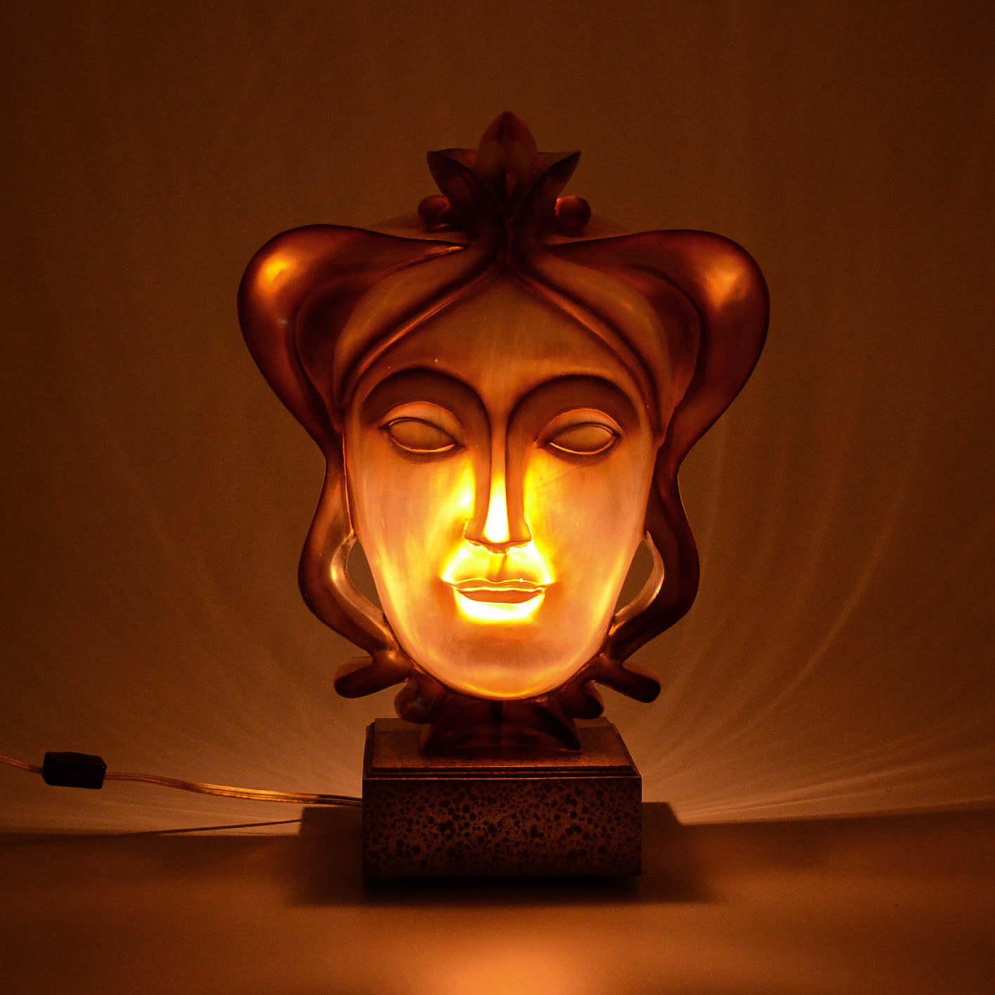Illuminated Female Face Sculpture