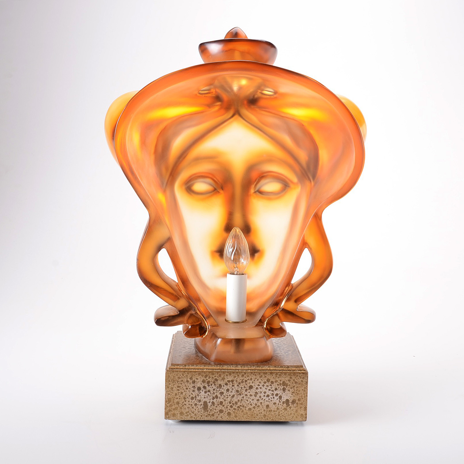 Illuminated Female Face Sculpture