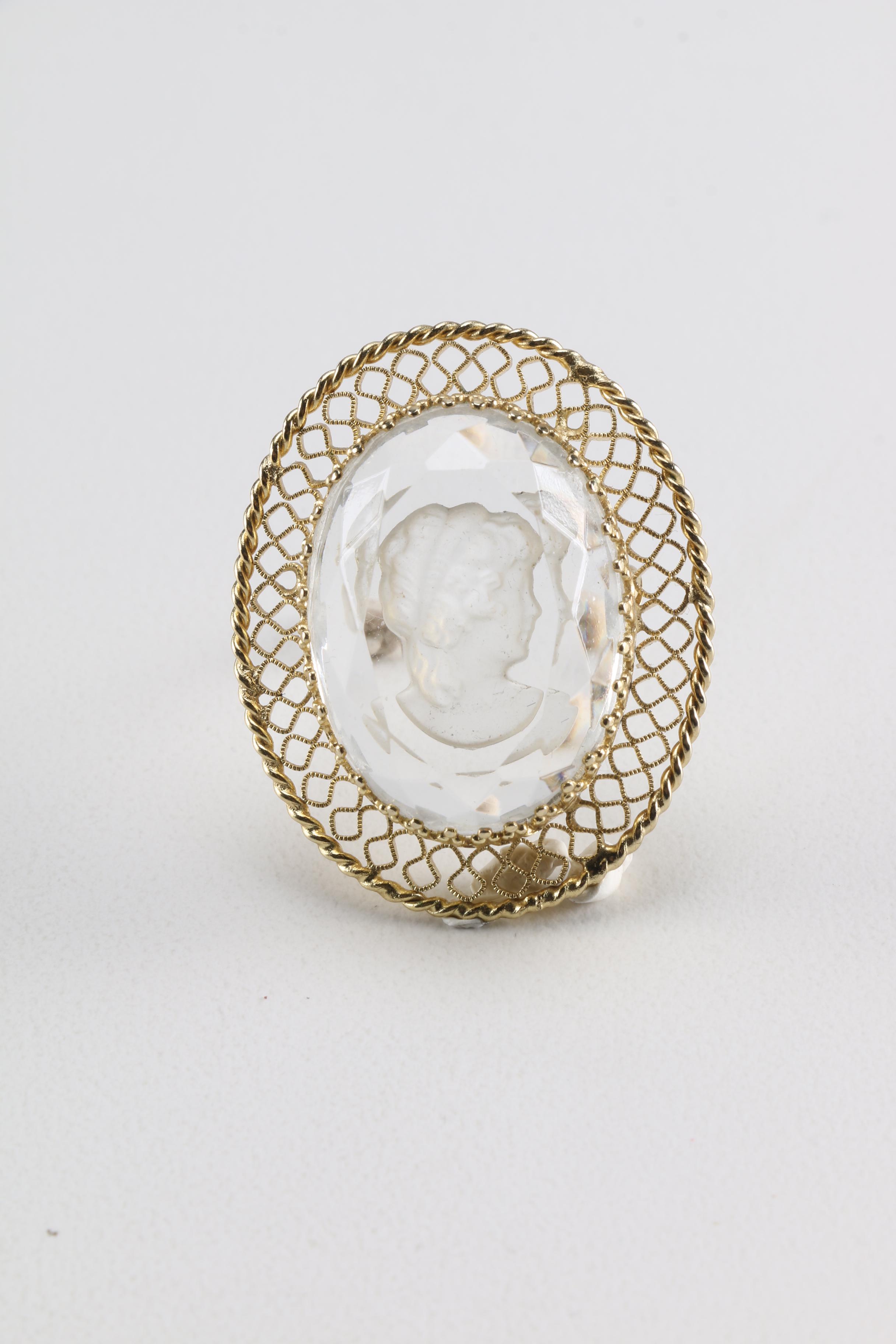 Whiting and Davis Cameo Glass Costume Jewelry