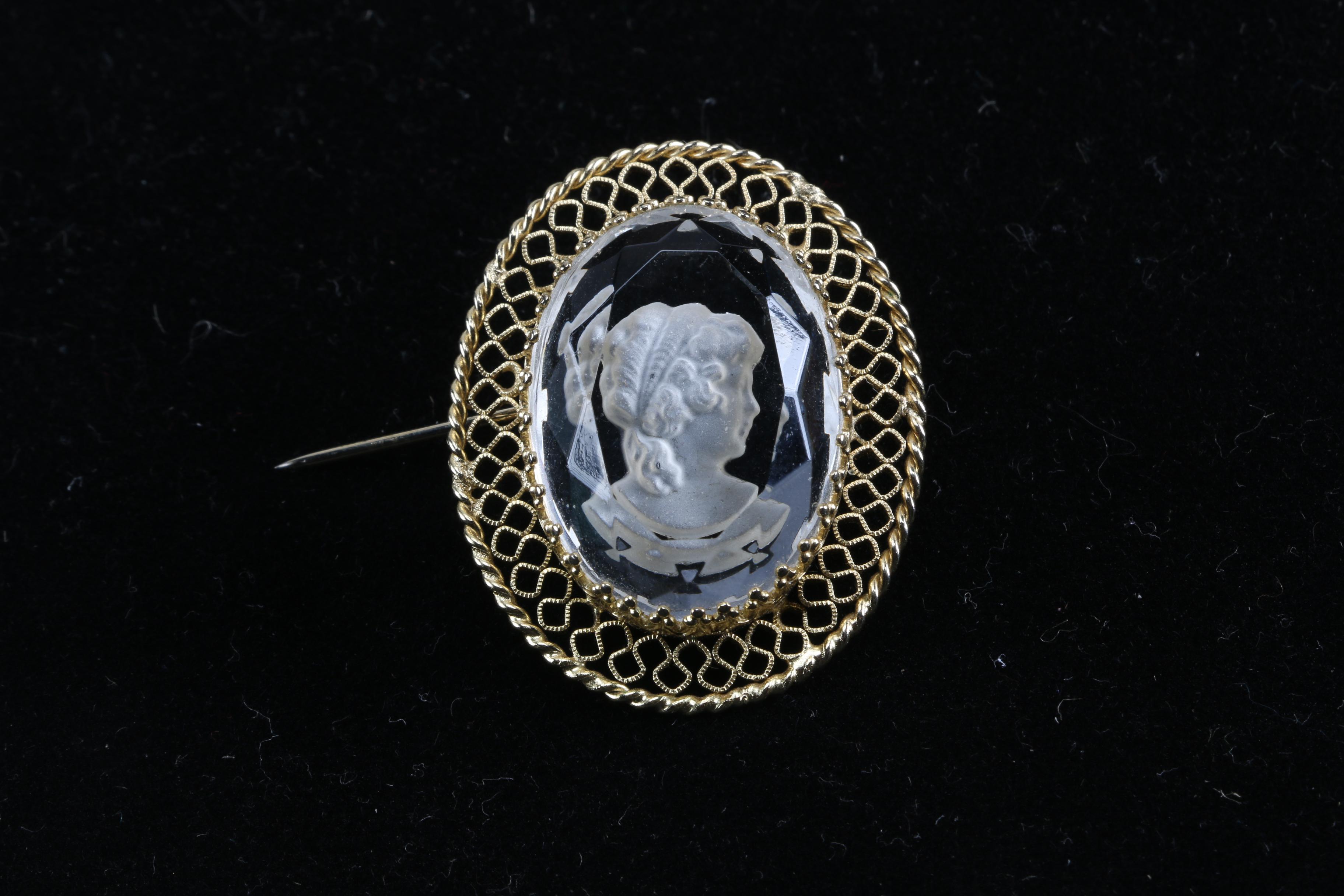 Whiting and Davis Cameo Glass Costume Jewelry