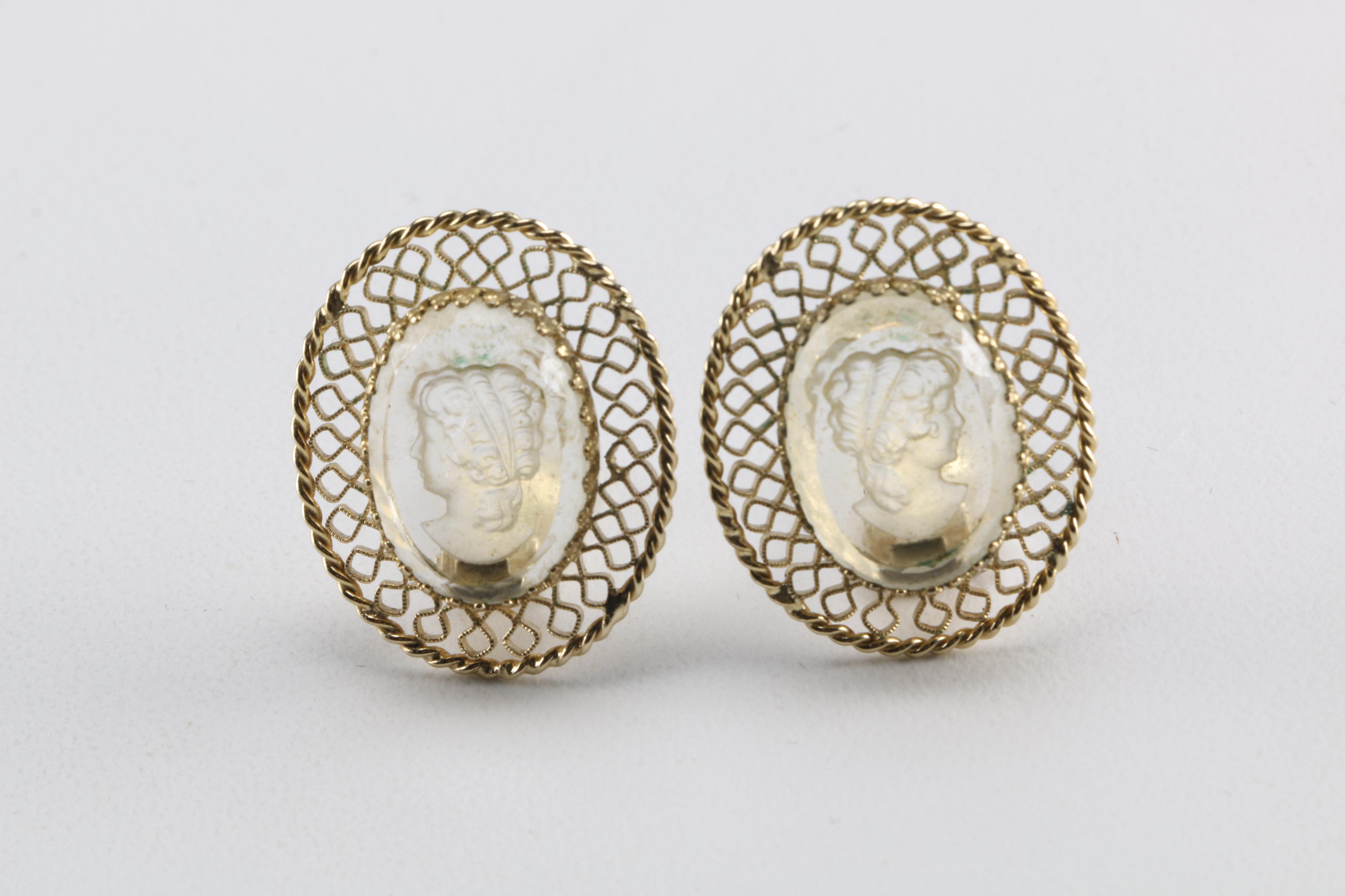 Whiting and Davis Cameo Glass Costume Jewelry