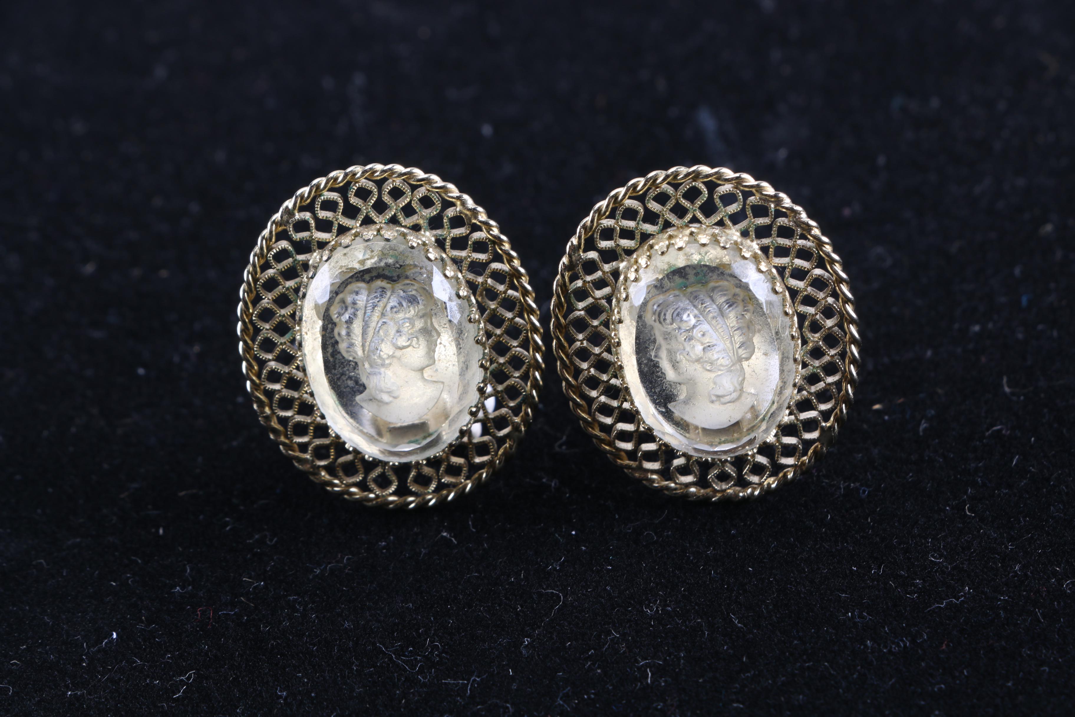 Whiting and Davis Cameo Glass Costume Jewelry