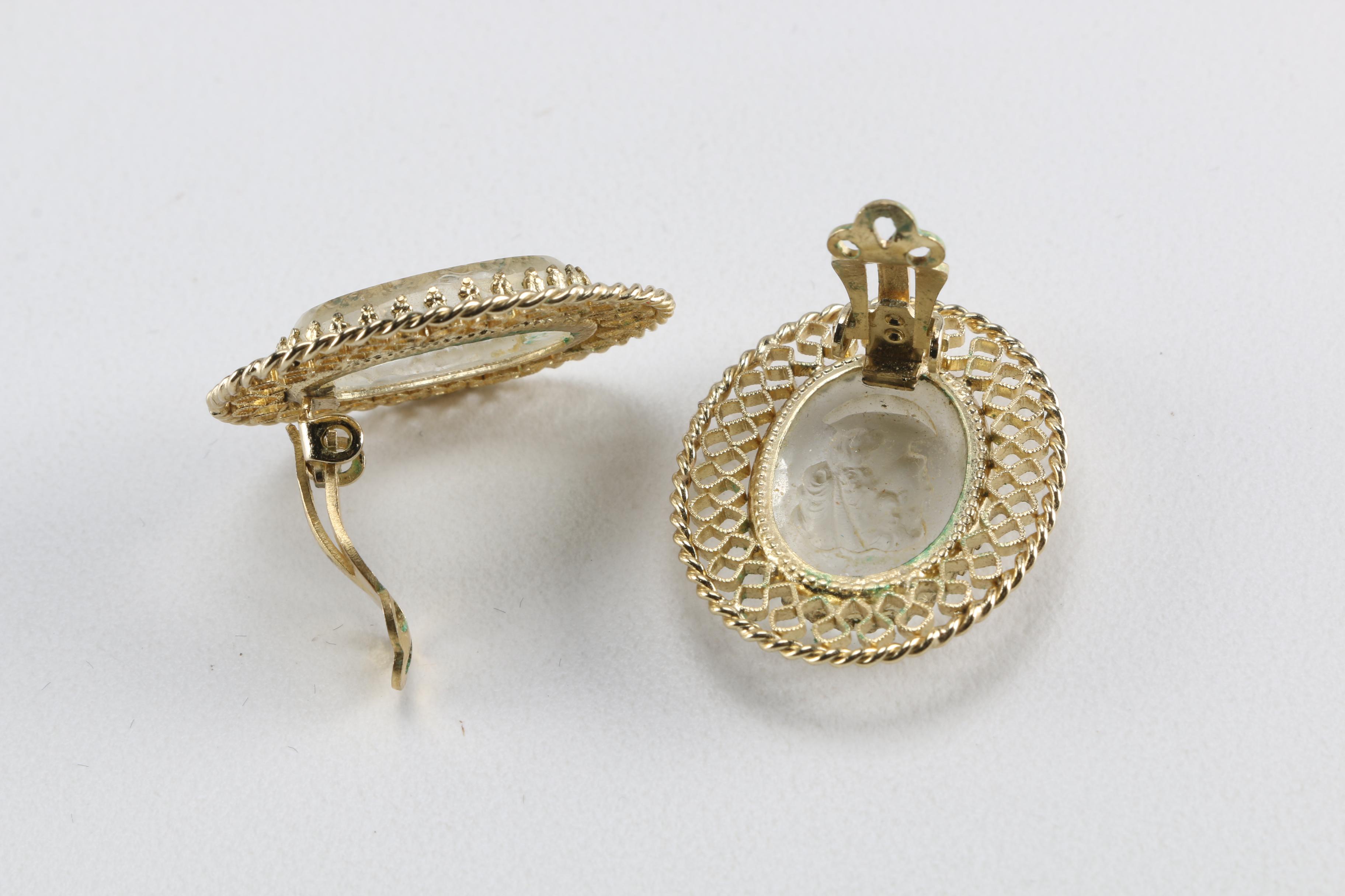 Whiting and Davis Cameo Glass Costume Jewelry