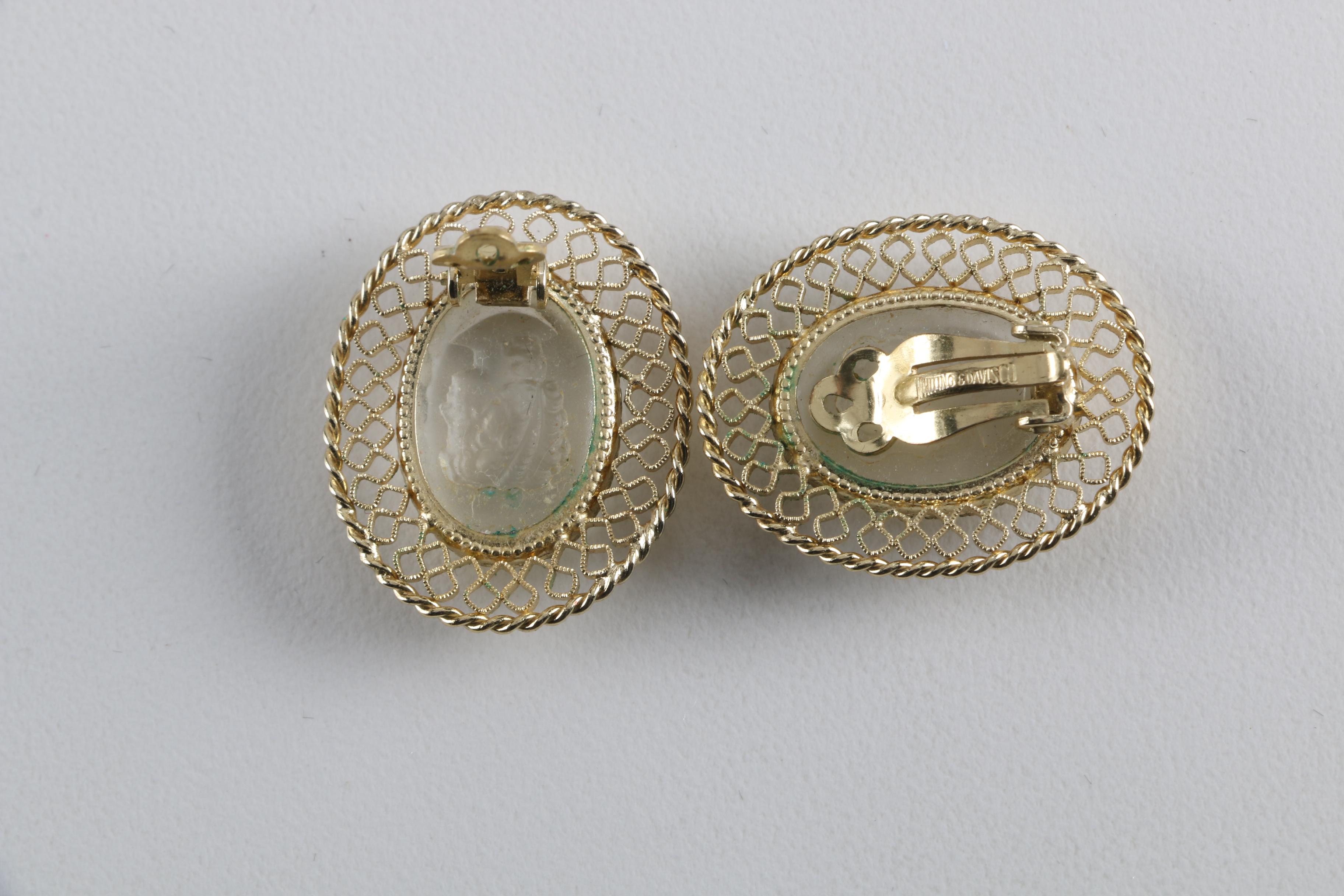 Whiting and Davis Cameo Glass Costume Jewelry