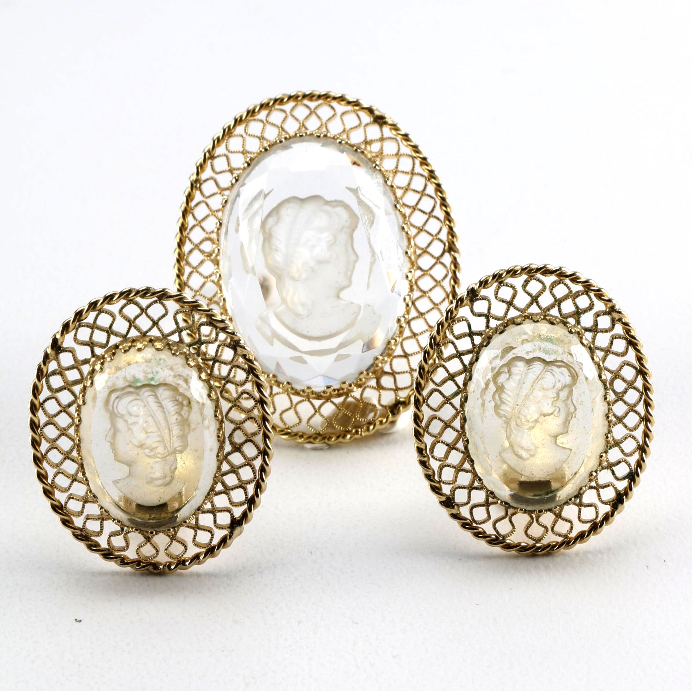 Whiting and Davis Cameo Glass Costume Jewelry