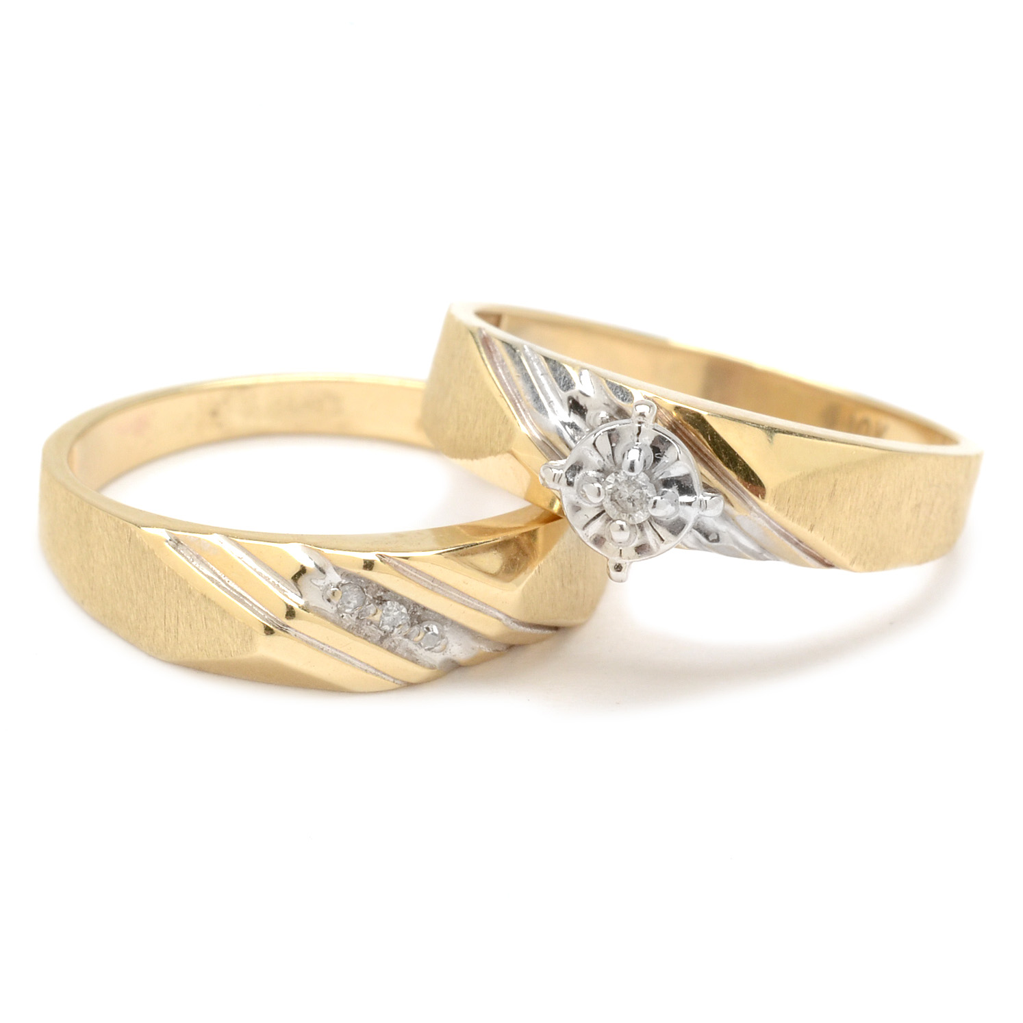 10K Yellow Gold Diamond Wedding Ring Set