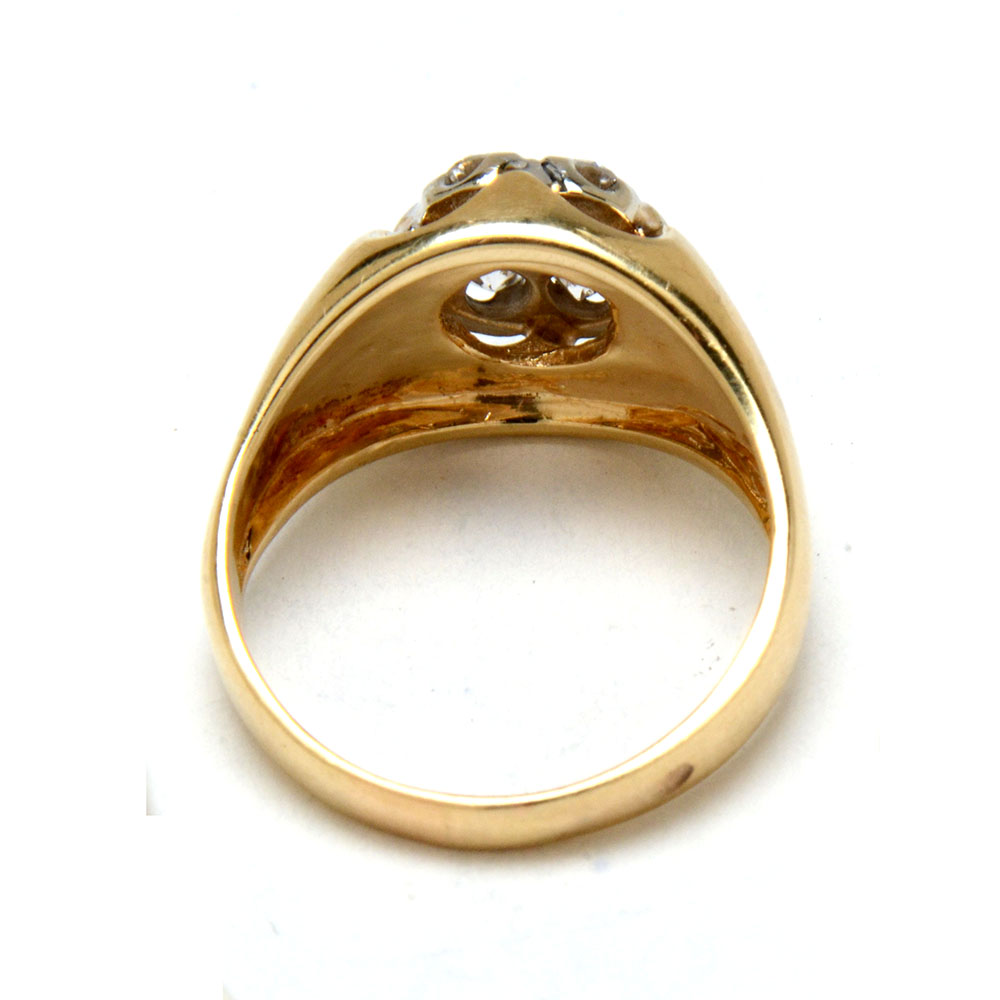 14k Yellow Gold Floral Diamond Cluster Ring