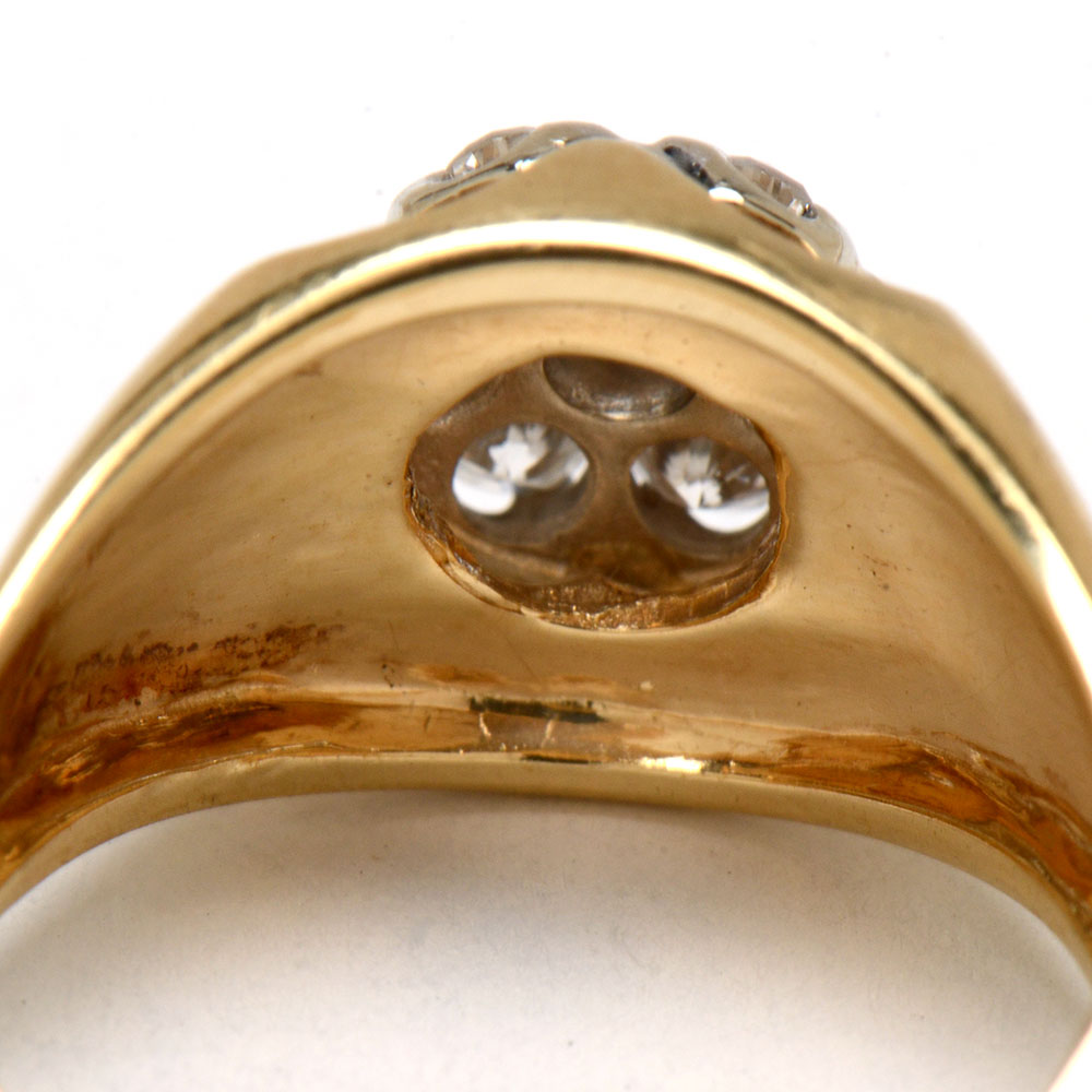 14k Yellow Gold Floral Diamond Cluster Ring