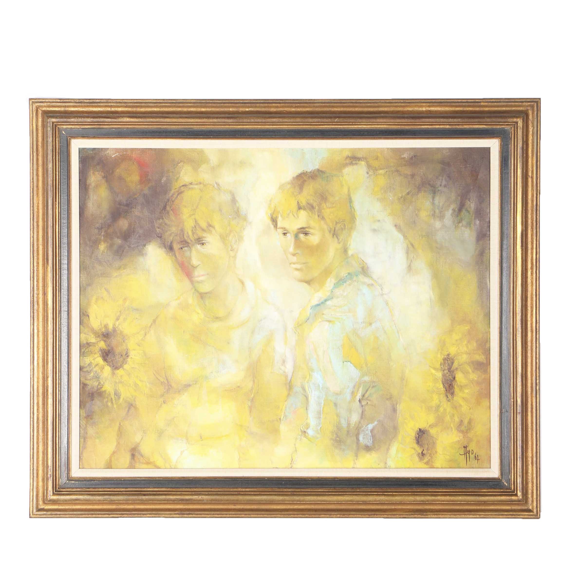 1967 Robert Aillaud Ayo Oil on Canvas