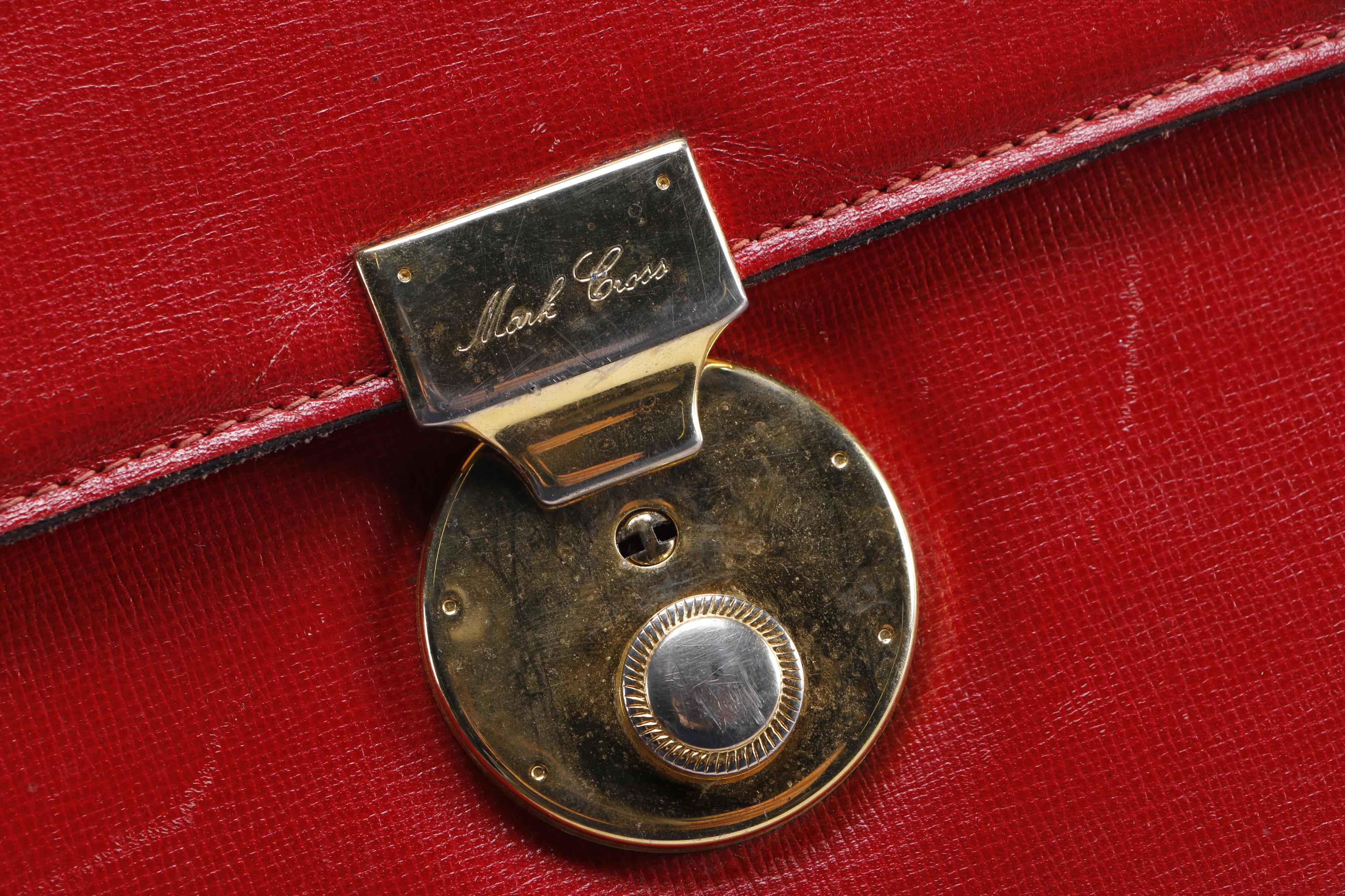 Mark Cross Red Leather Briefcase