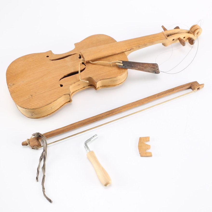 Decorative Wooden Violin Sculpture