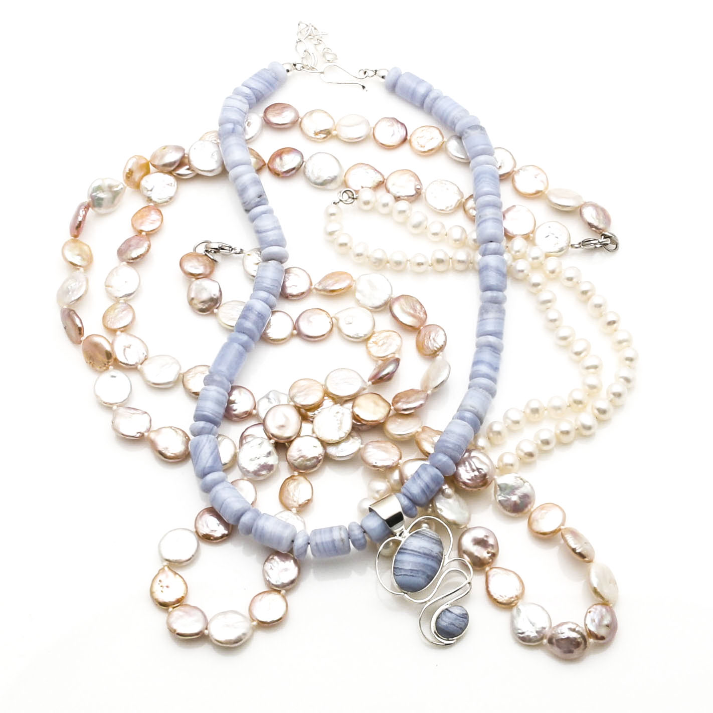 Pearl and Agate Jewelry with Sterling Silver Findings