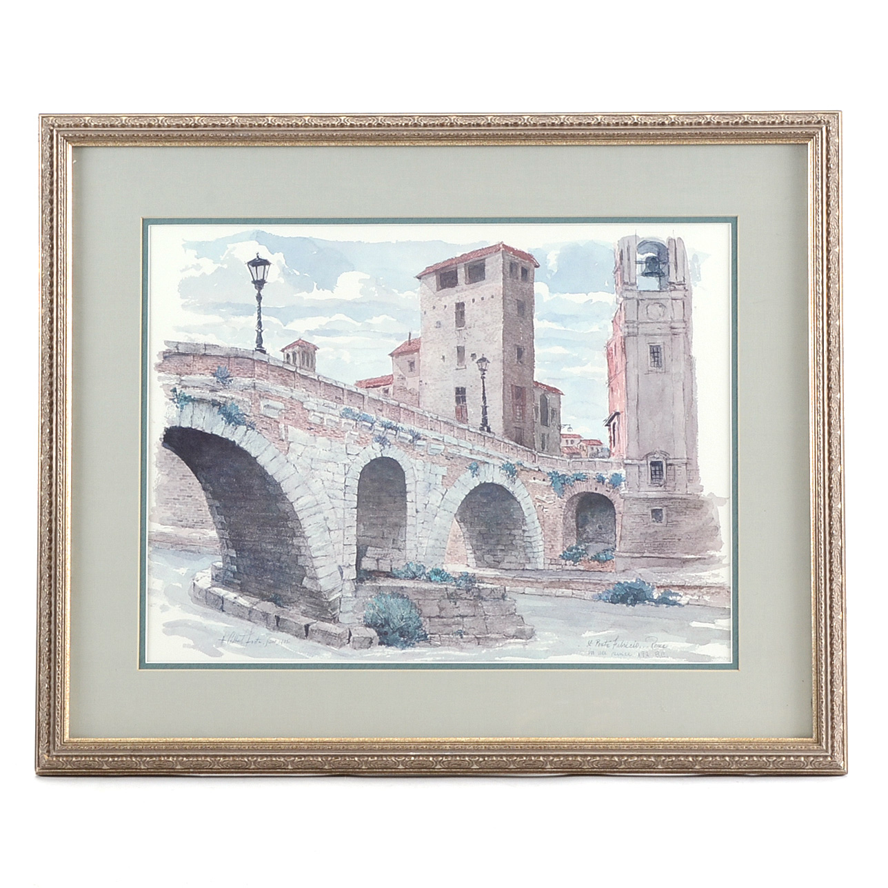 Henry Gilbert Foote Offset Lithograph "Il Ponte Fabricio...Roma"