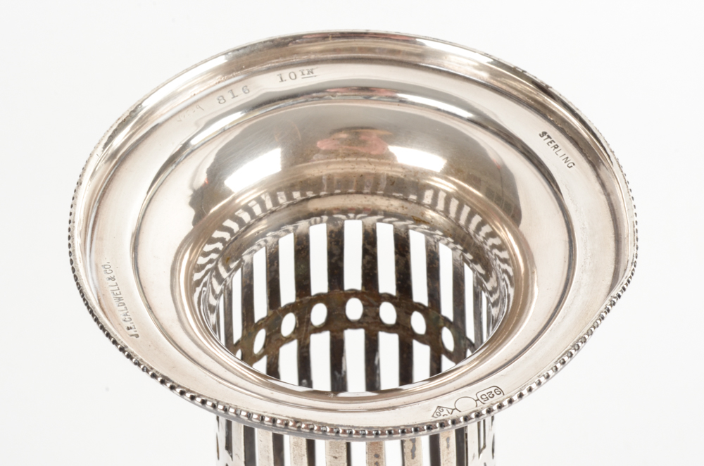 J.E. Caldwell Reticulated Sterling Silver Bud Vase
