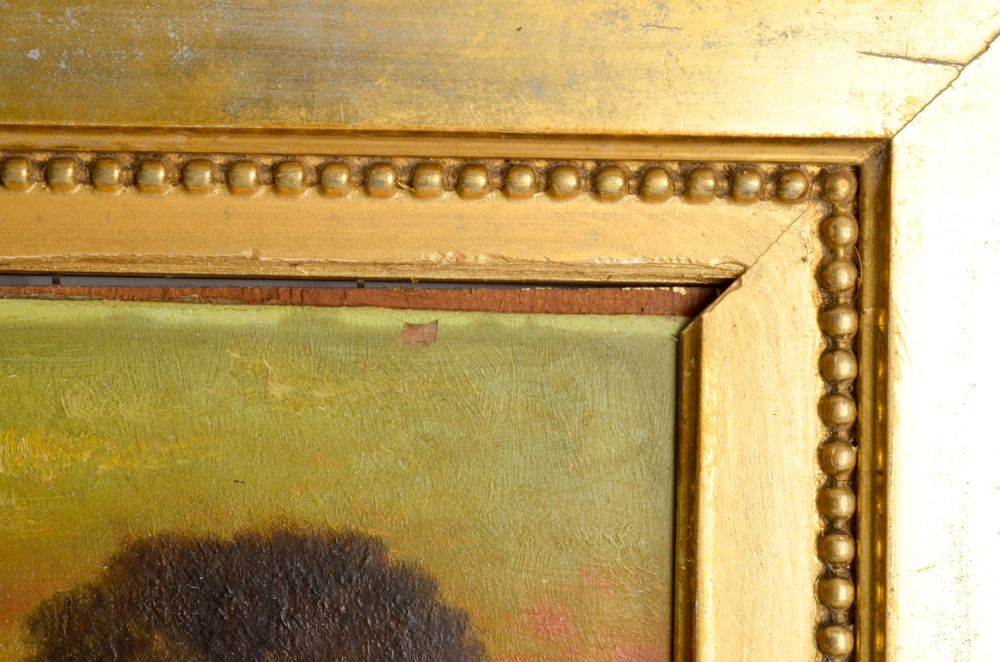 Antique Landscape Oil Painting on Panel