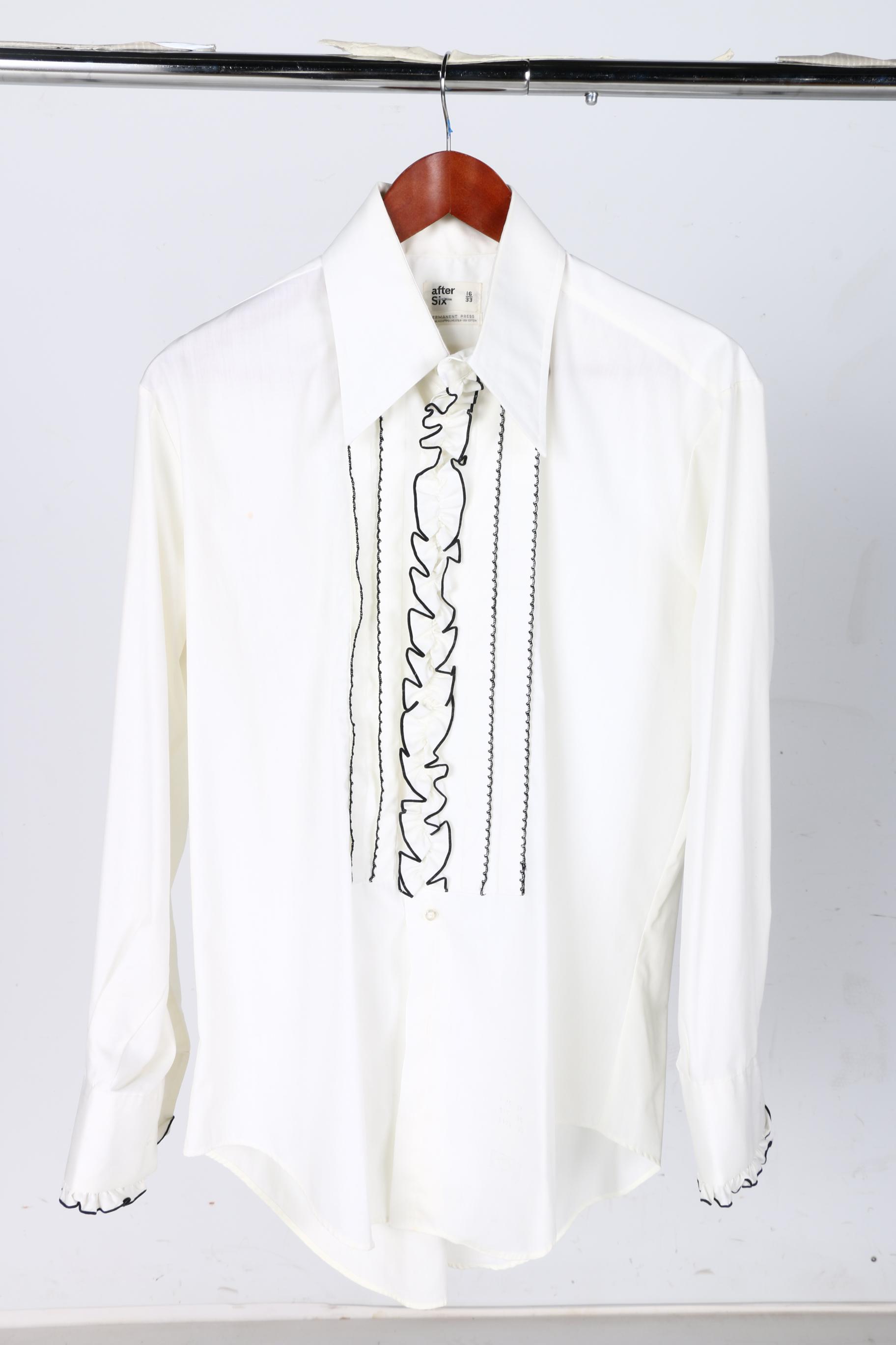 Collection of Men's Vintage Ruffle Tuxedo Shirts and Windbreaker