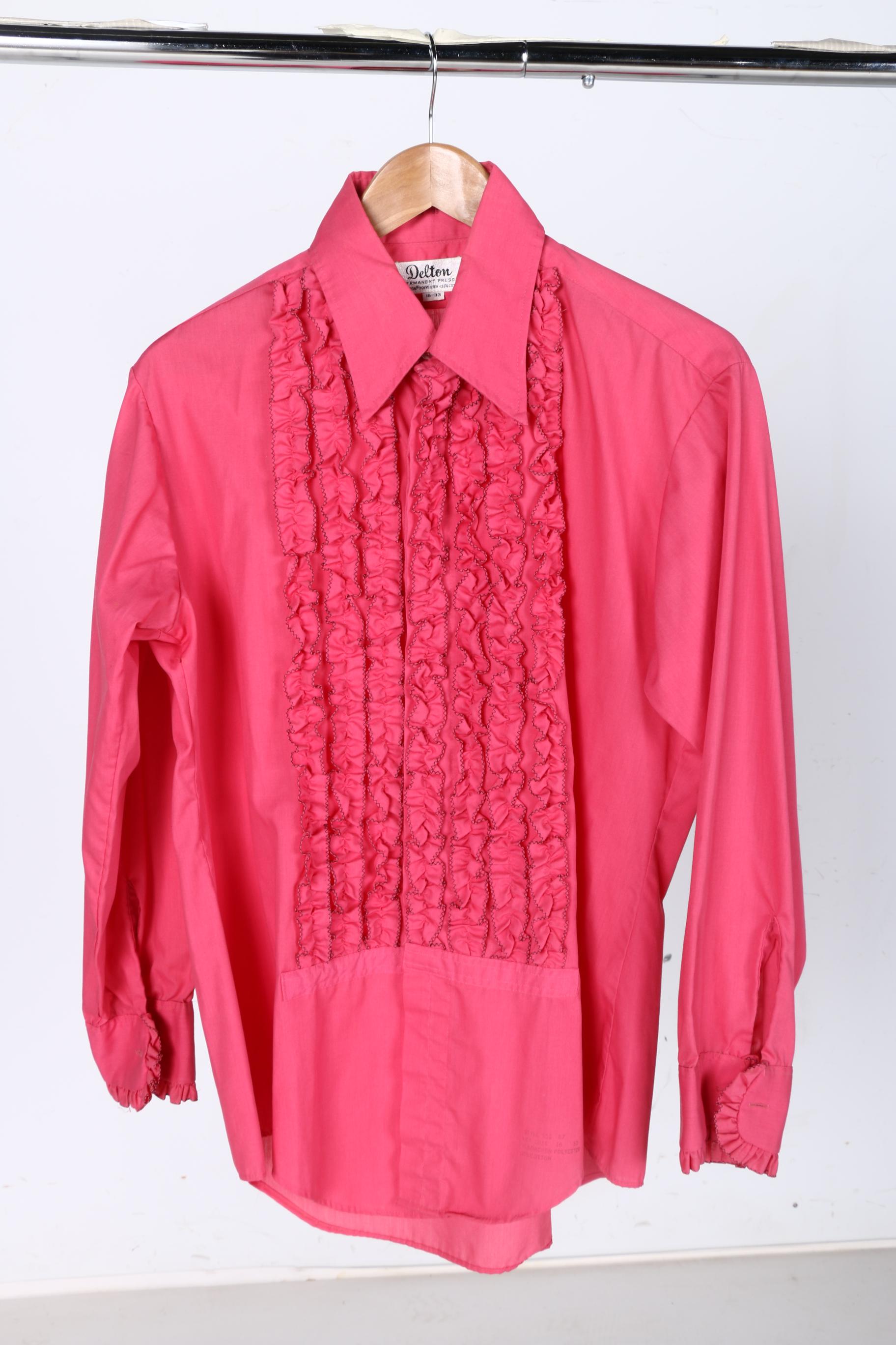 Collection of Men's Vintage Ruffle Tuxedo Shirts and Windbreaker