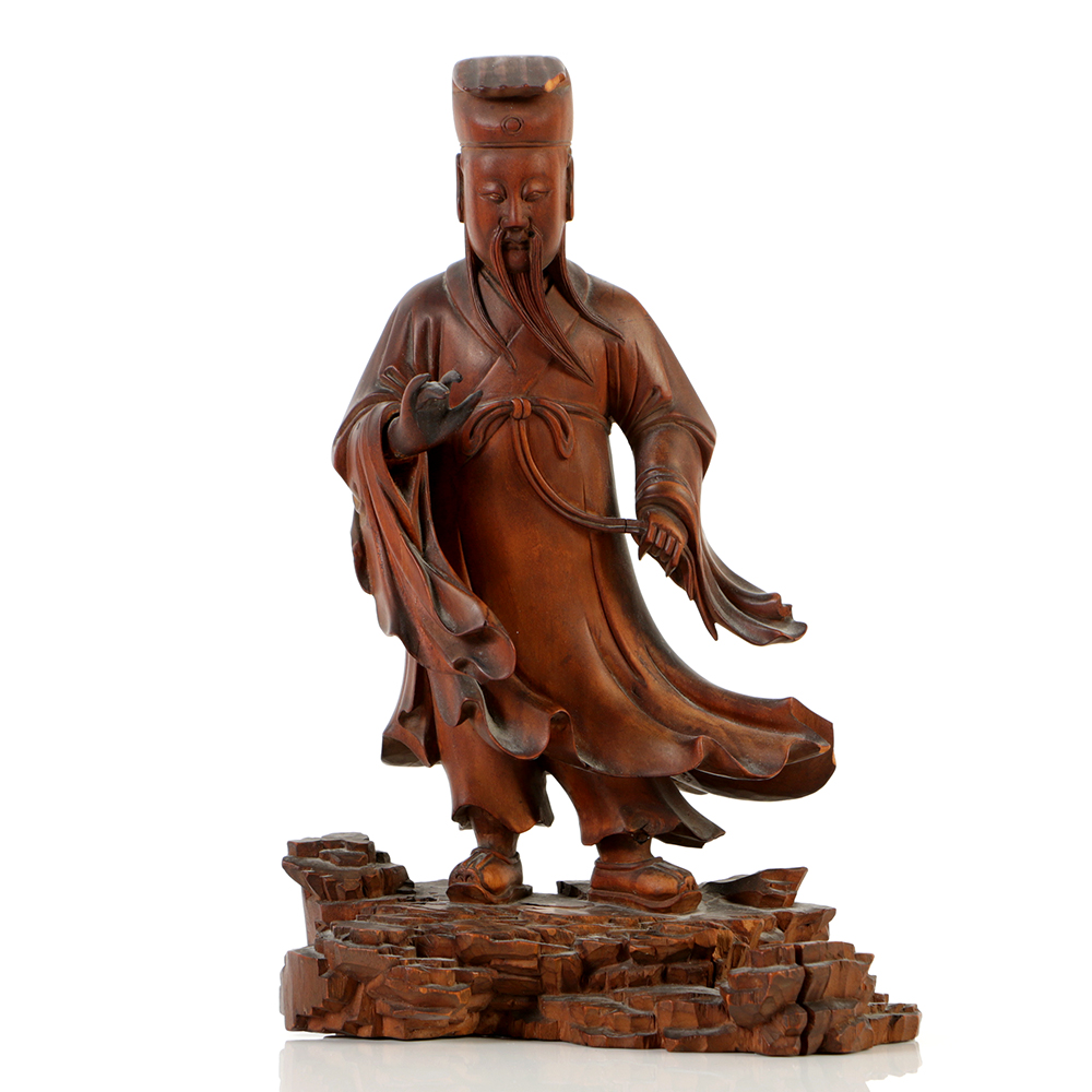 Fine Chinese Rosewood Carving of a Scholar-Official