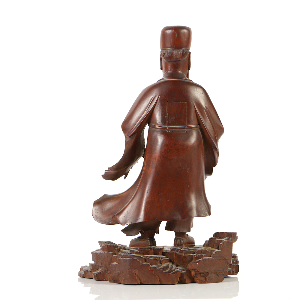 Fine Chinese Rosewood Carving of a Scholar-Official