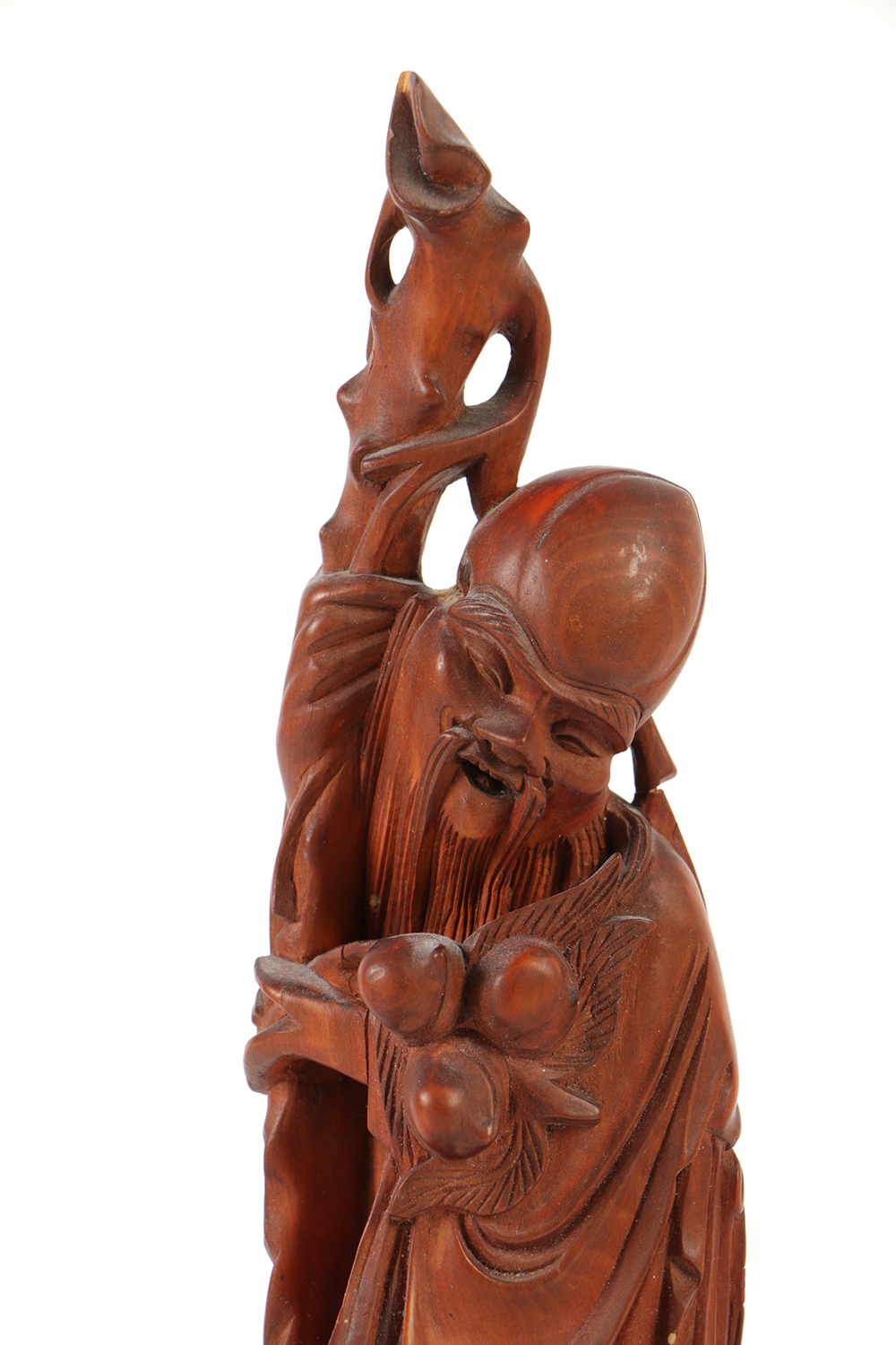 Pair of Chinese Rosewood Carvings of Shouxing the God of Longevity