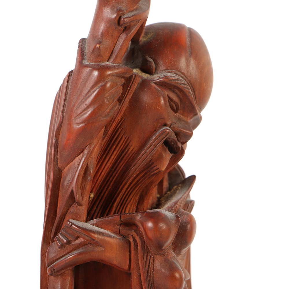 Pair of Chinese Rosewood Carvings of Shouxing the God of Longevity