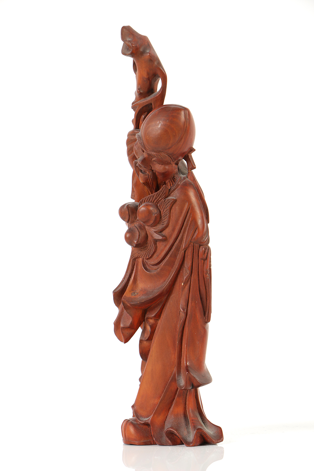 Pair of Chinese Rosewood Carvings of Shouxing the God of Longevity