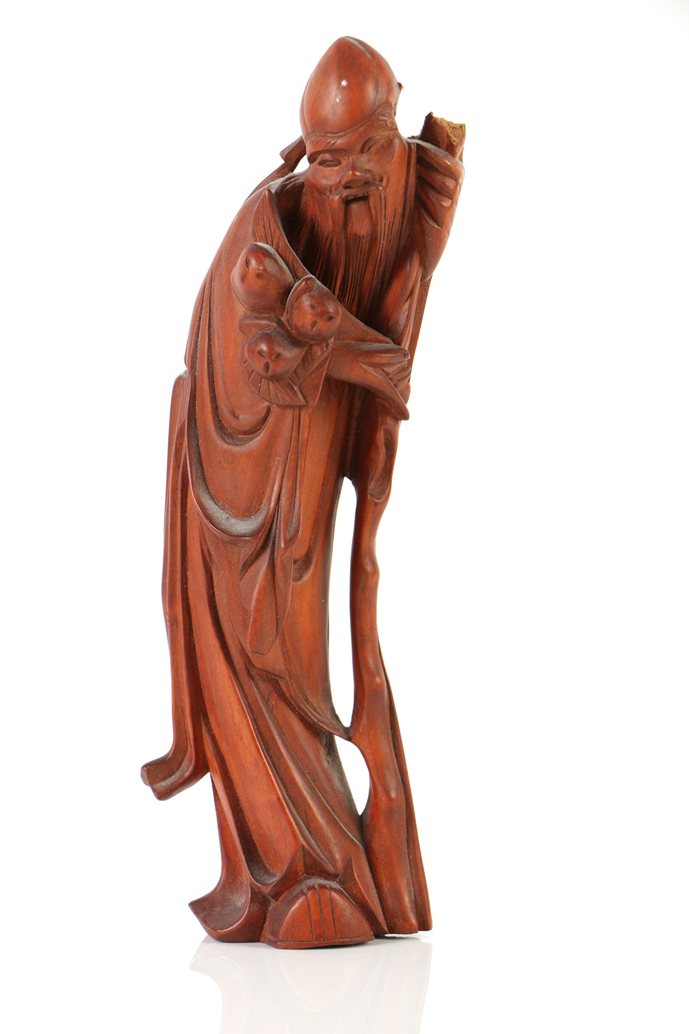 Pair of Chinese Rosewood Carvings of Shouxing the God of Longevity