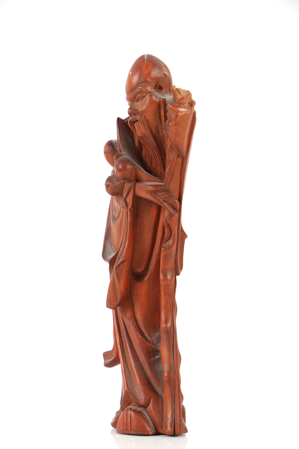 Pair of Chinese Rosewood Carvings of Shouxing the God of Longevity