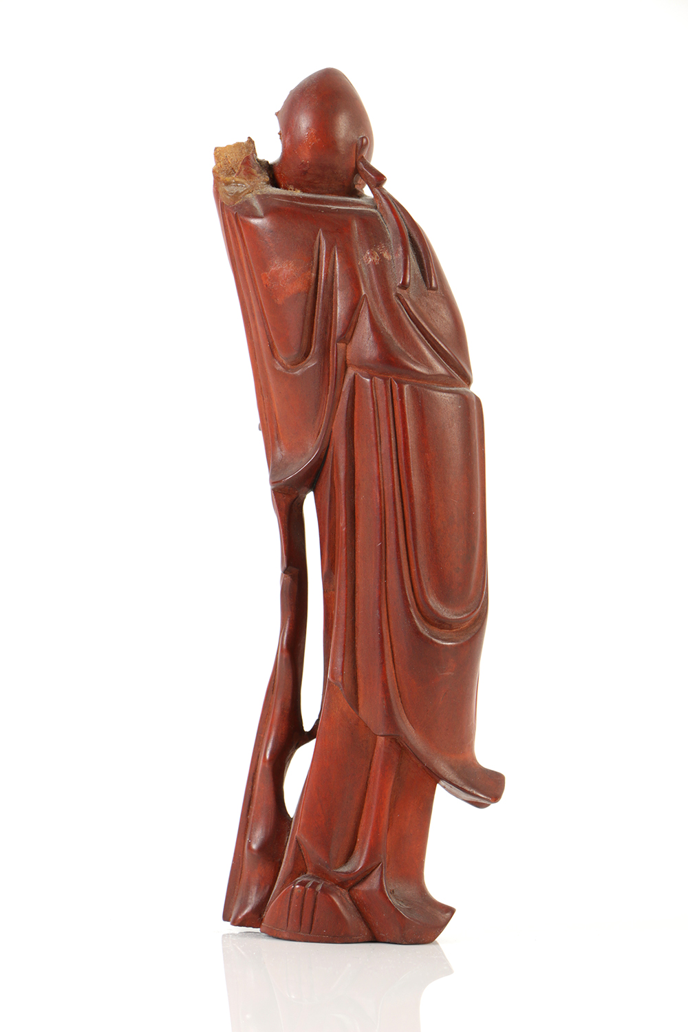 Pair of Chinese Rosewood Carvings of Shouxing the God of Longevity