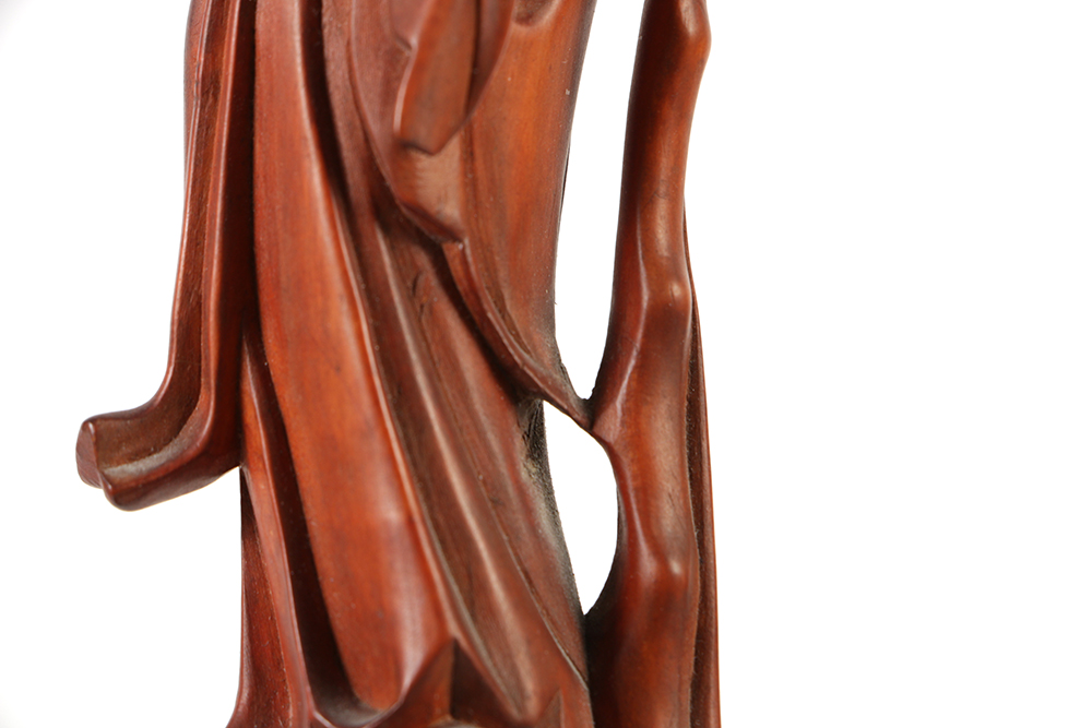 Pair of Chinese Rosewood Carvings of Shouxing the God of Longevity