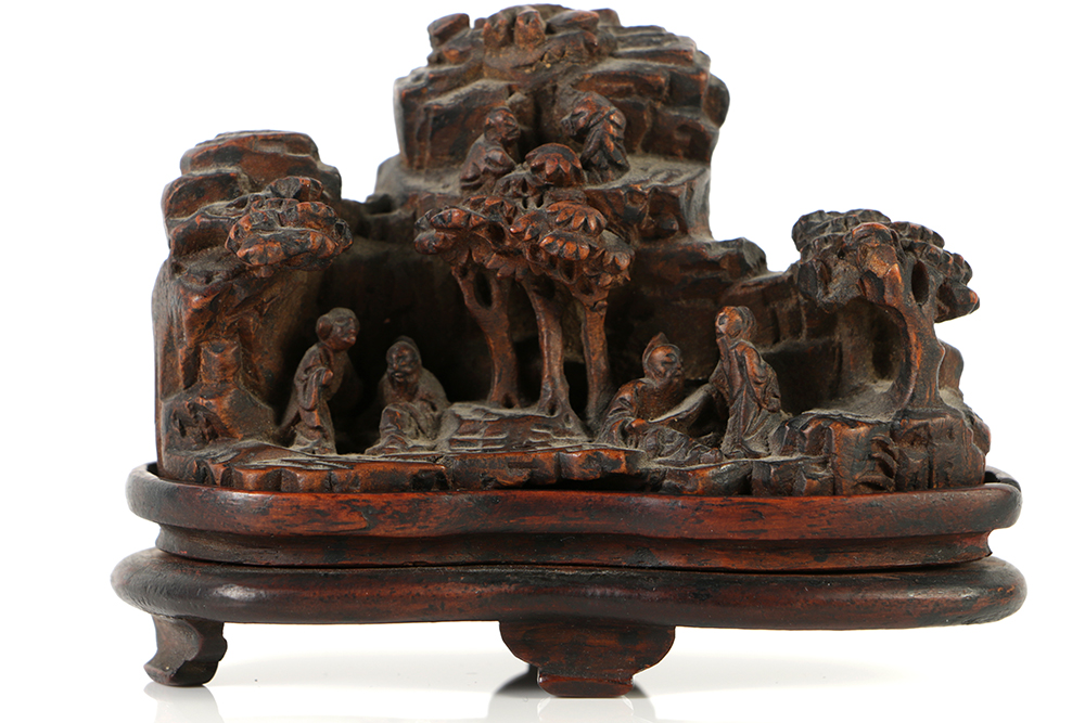19th Century Chinese Bamboo Scholar Carving