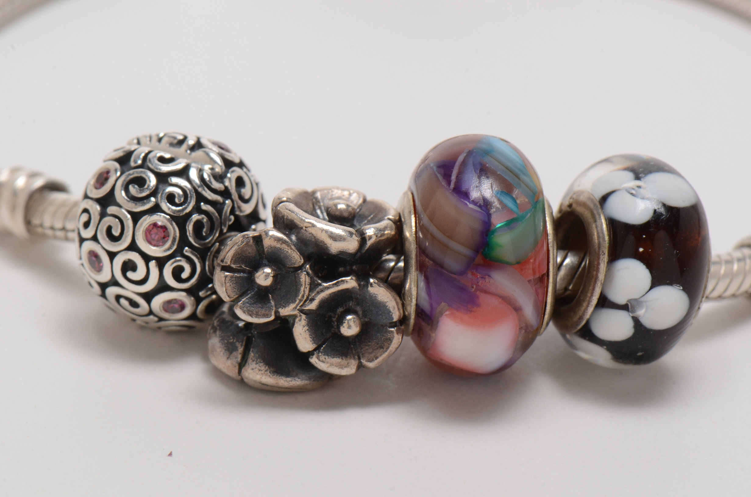 Pandora Sterling Silver Barrel Clasp Charm Bracelet