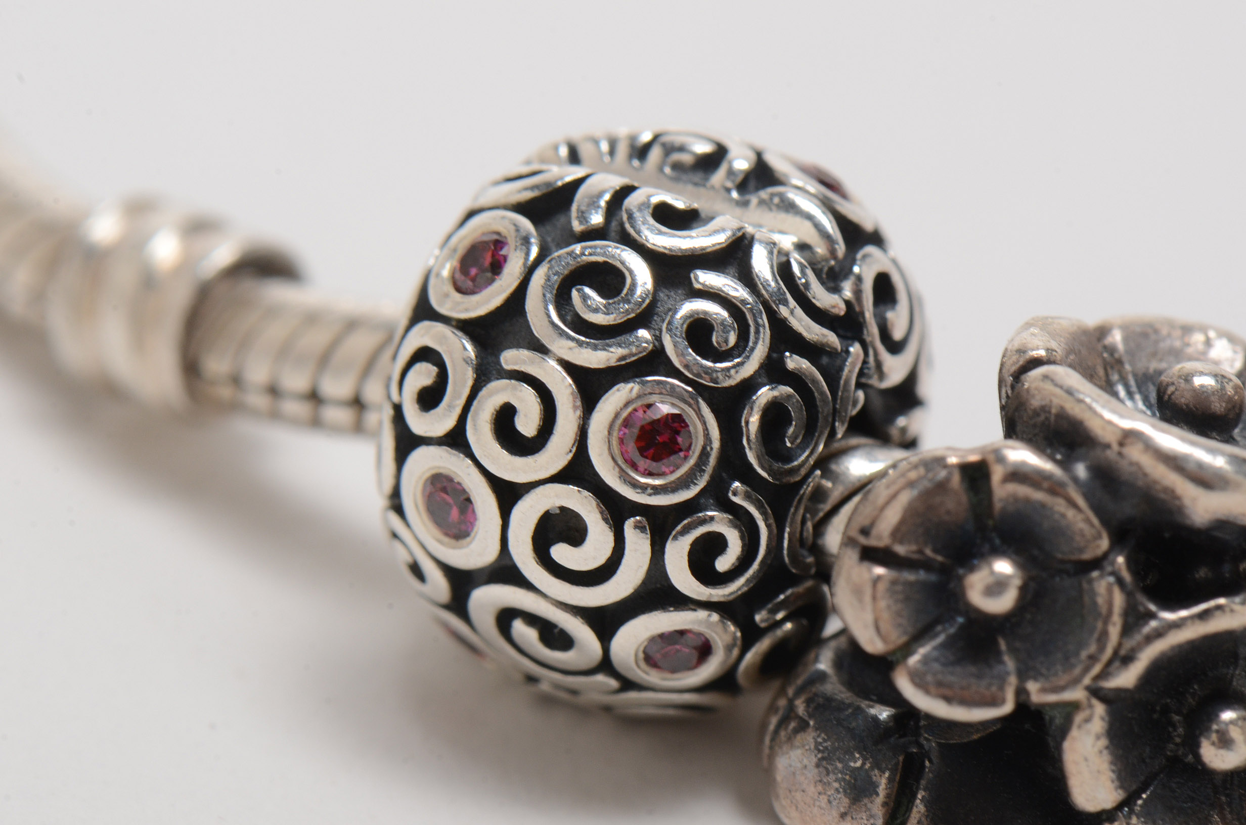 Pandora Sterling Silver Barrel Clasp Charm Bracelet